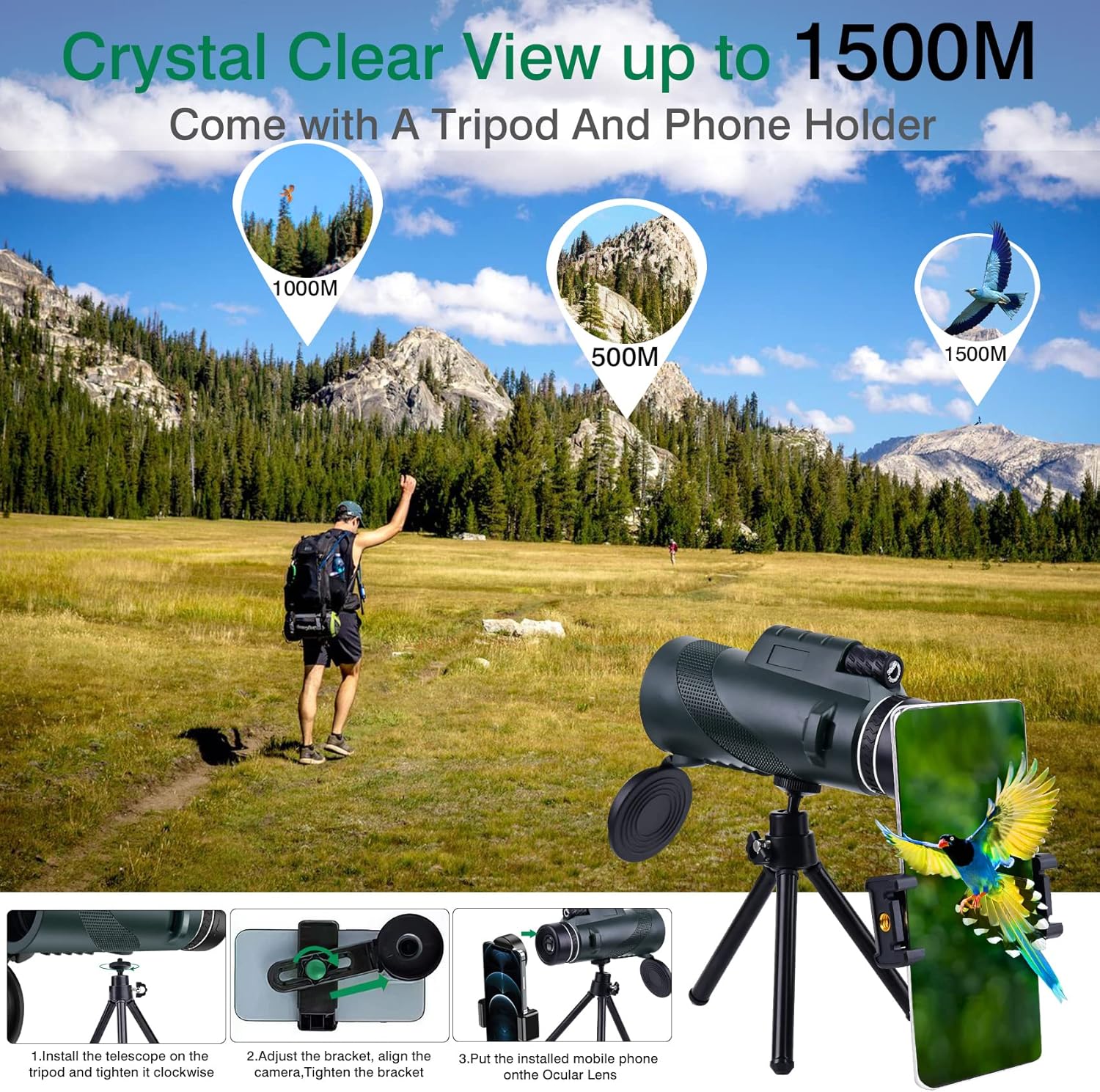 80x100 HD High-Powered Monocular Telescope