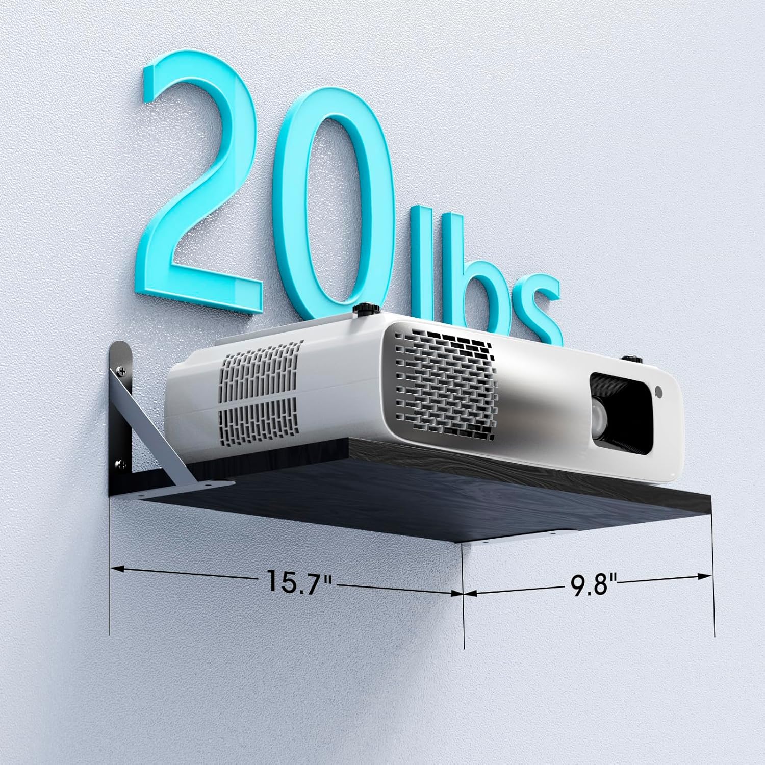 Projector Wall Mount Floating Shelf with Cable Management
