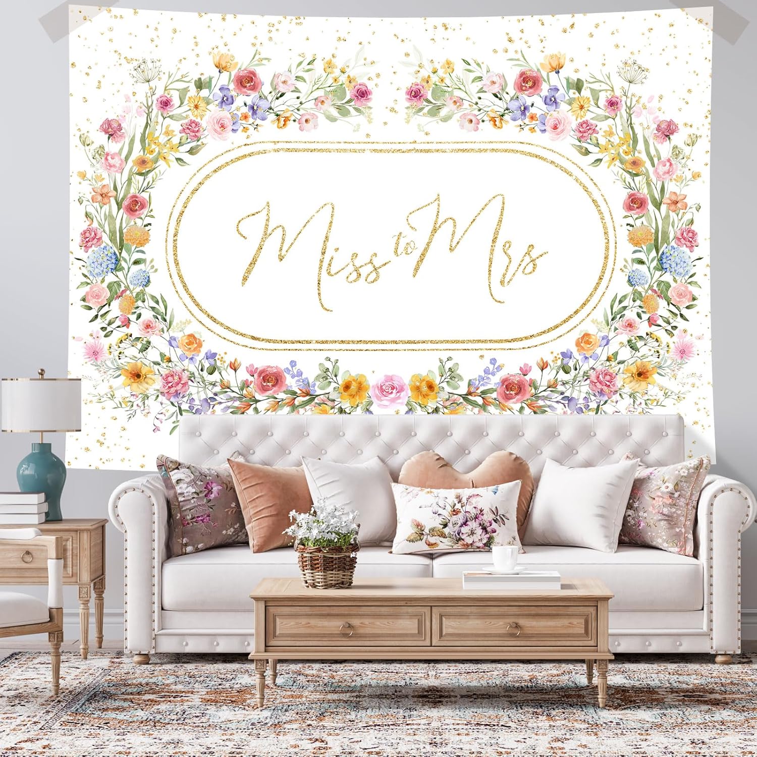 Miss to Mrs Floral Bridal Shower Backdrop 7x5ft