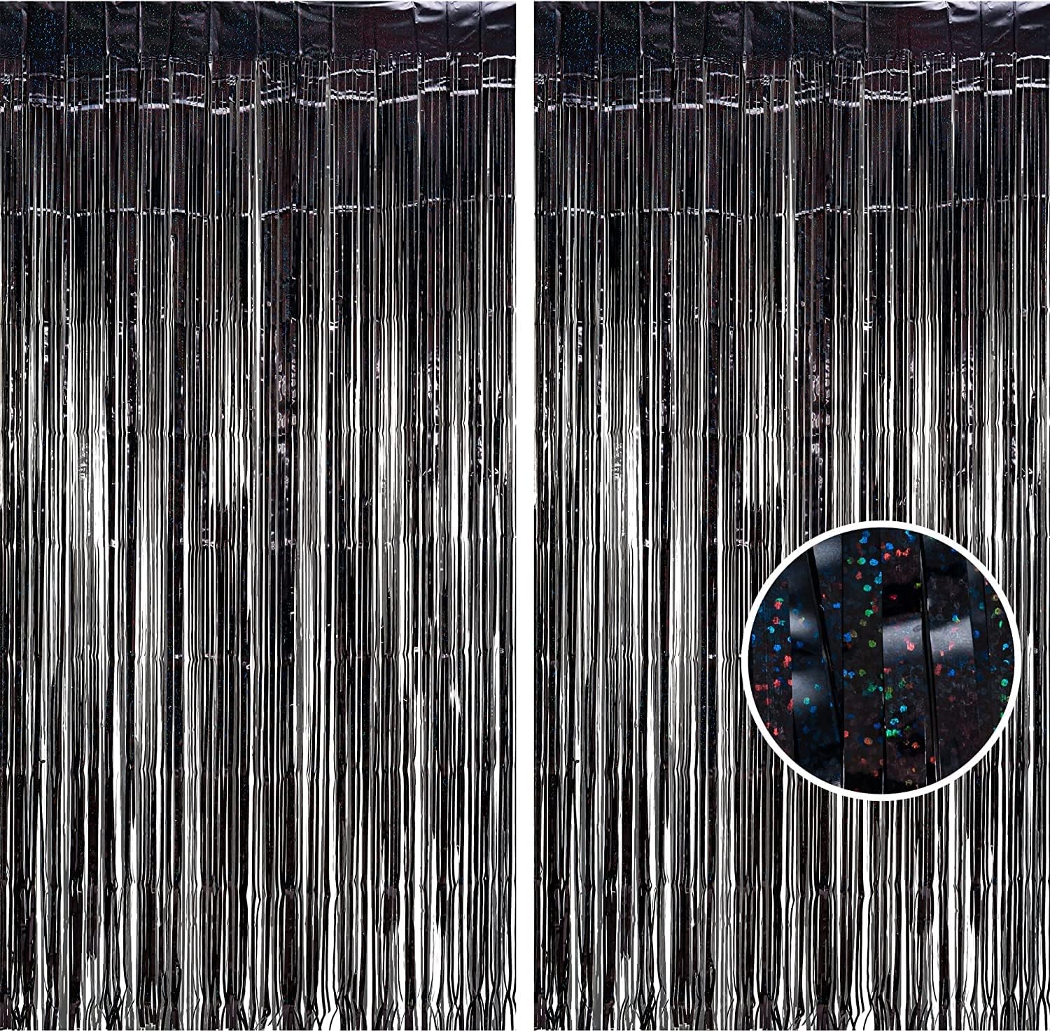 Braveshine Black Halloween Party Foil Curtains 2 Pack