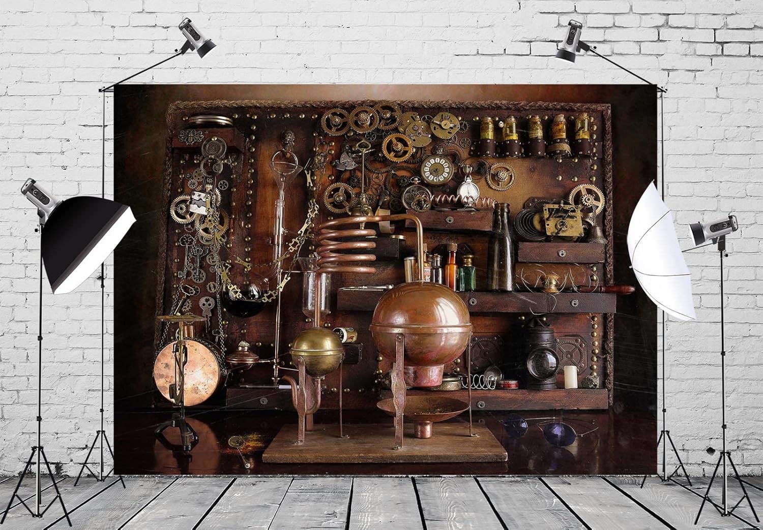 BELECO 9x6ft Vintage Steampunk Distiller Backdrop