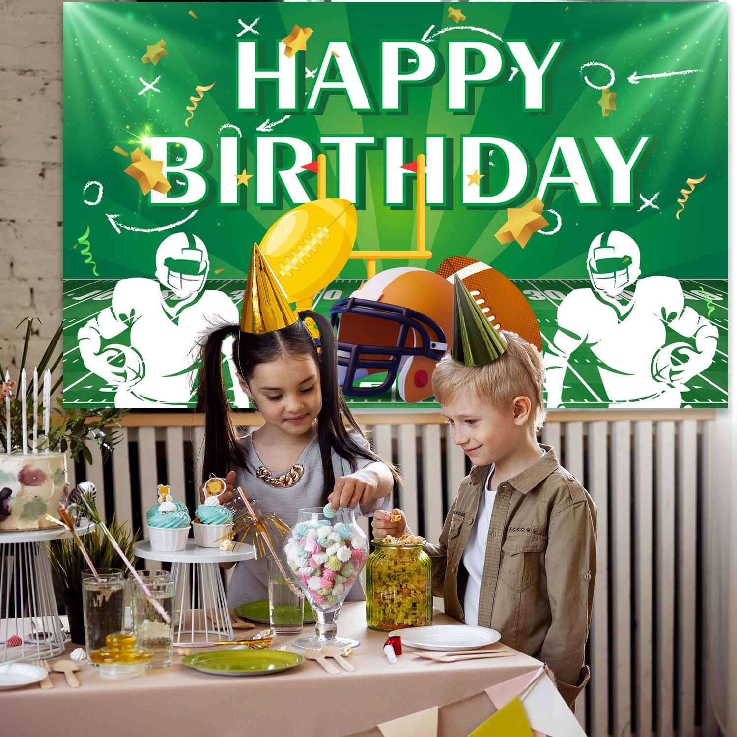Football Party Backdrop 71x43 for Birthday Celebrations