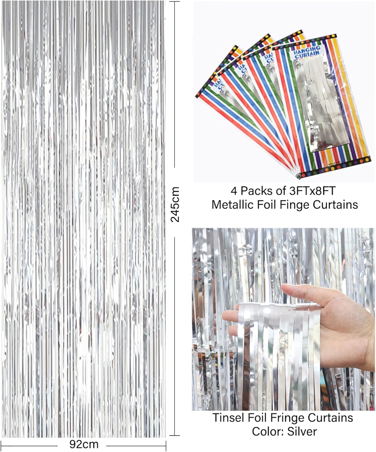 ShiDianYi Silver Foil Fringe Curtain Backdrop