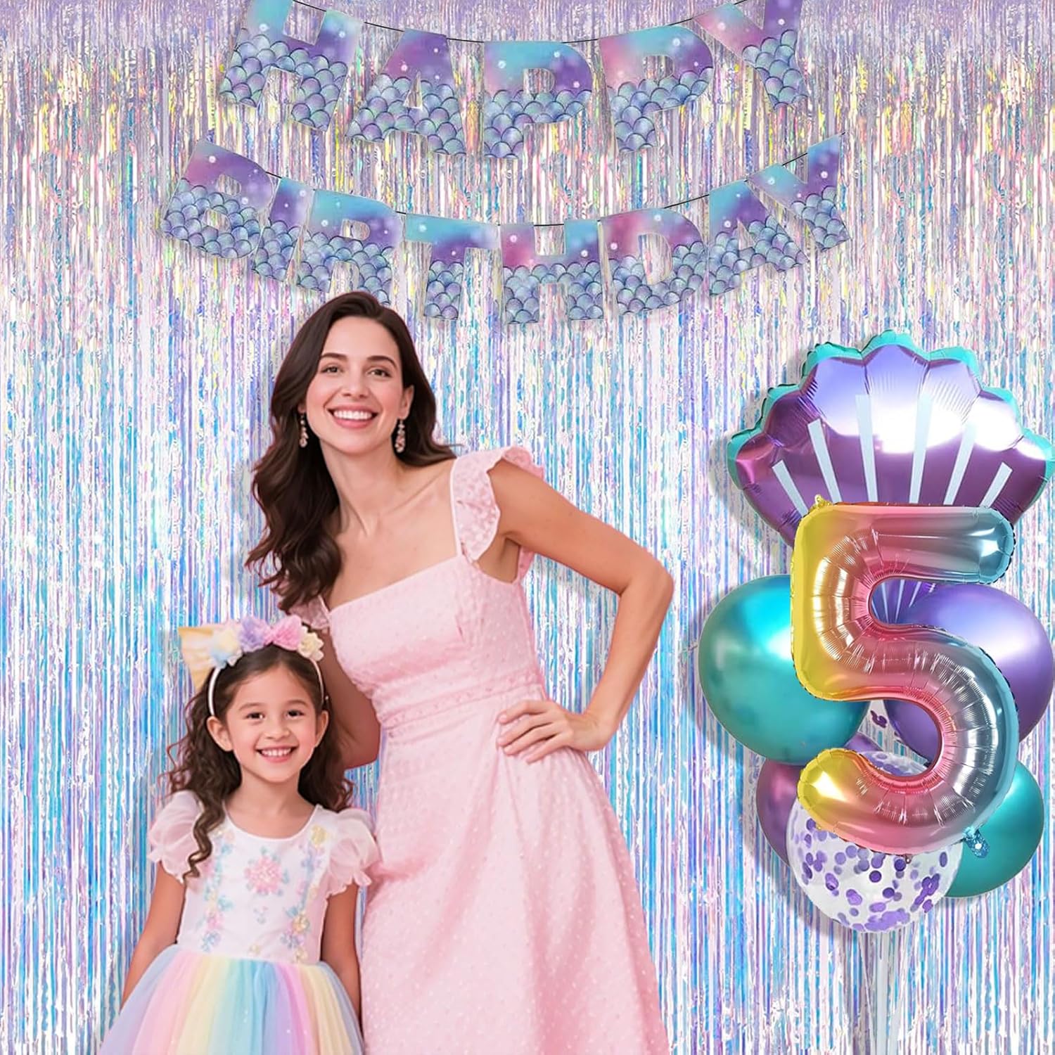 Iridescent Party Decorations Fringe Backdrop