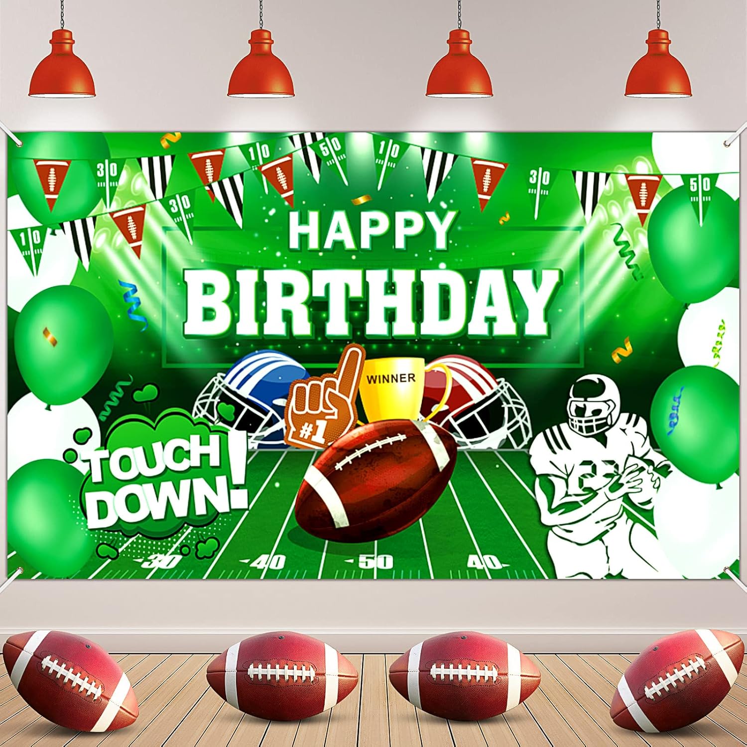 Football Birthday Party Background Decor Banner