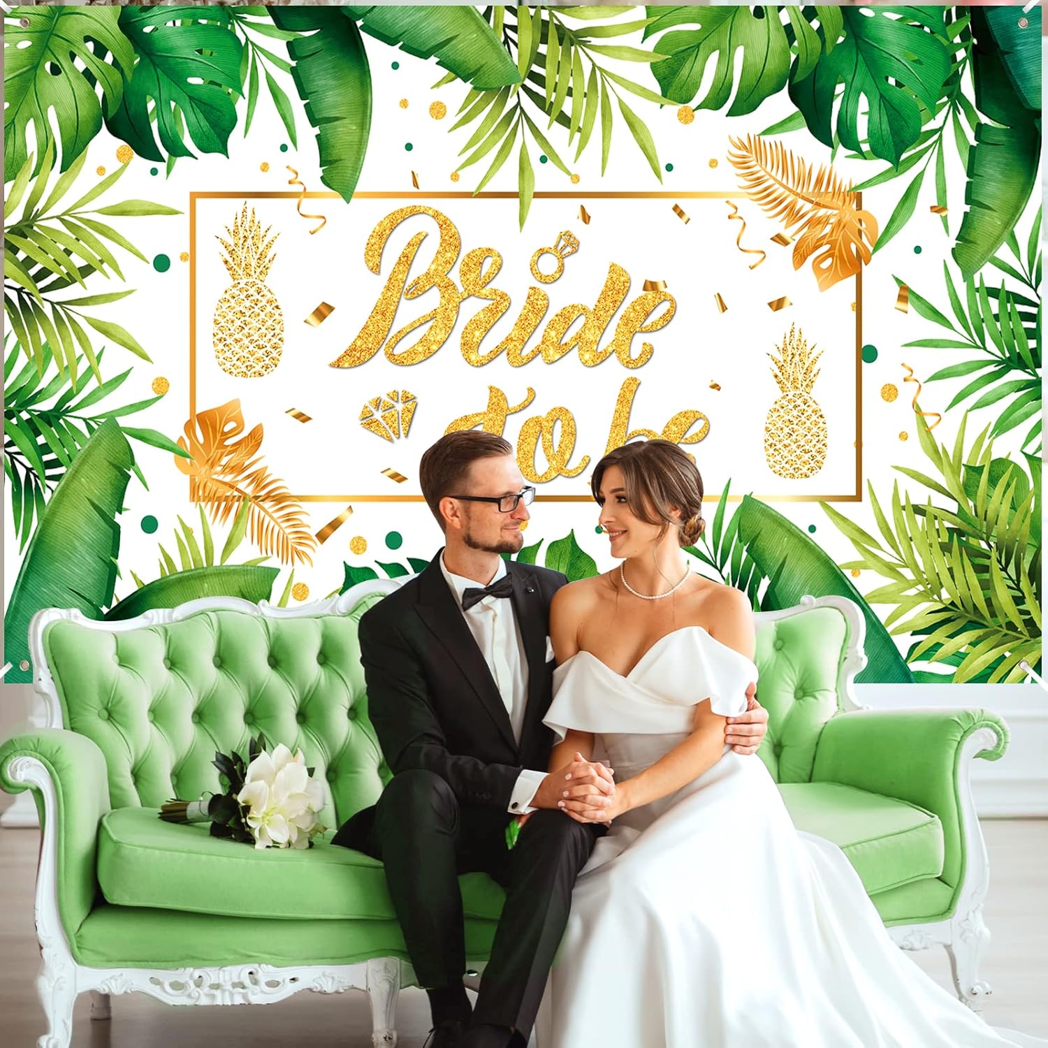 Palm Bride to Be Decorations Tropical Wedding Banner 71x44 Inch
