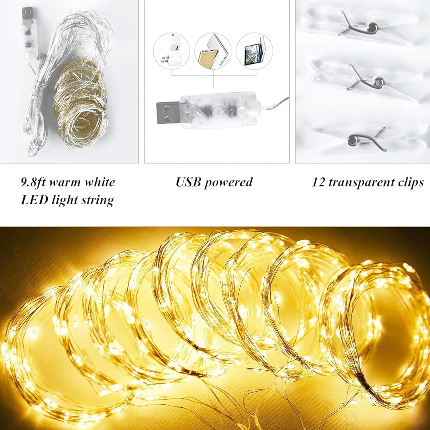 Wish Care 10x10ft Ivory Backdrop Curtain with Lights