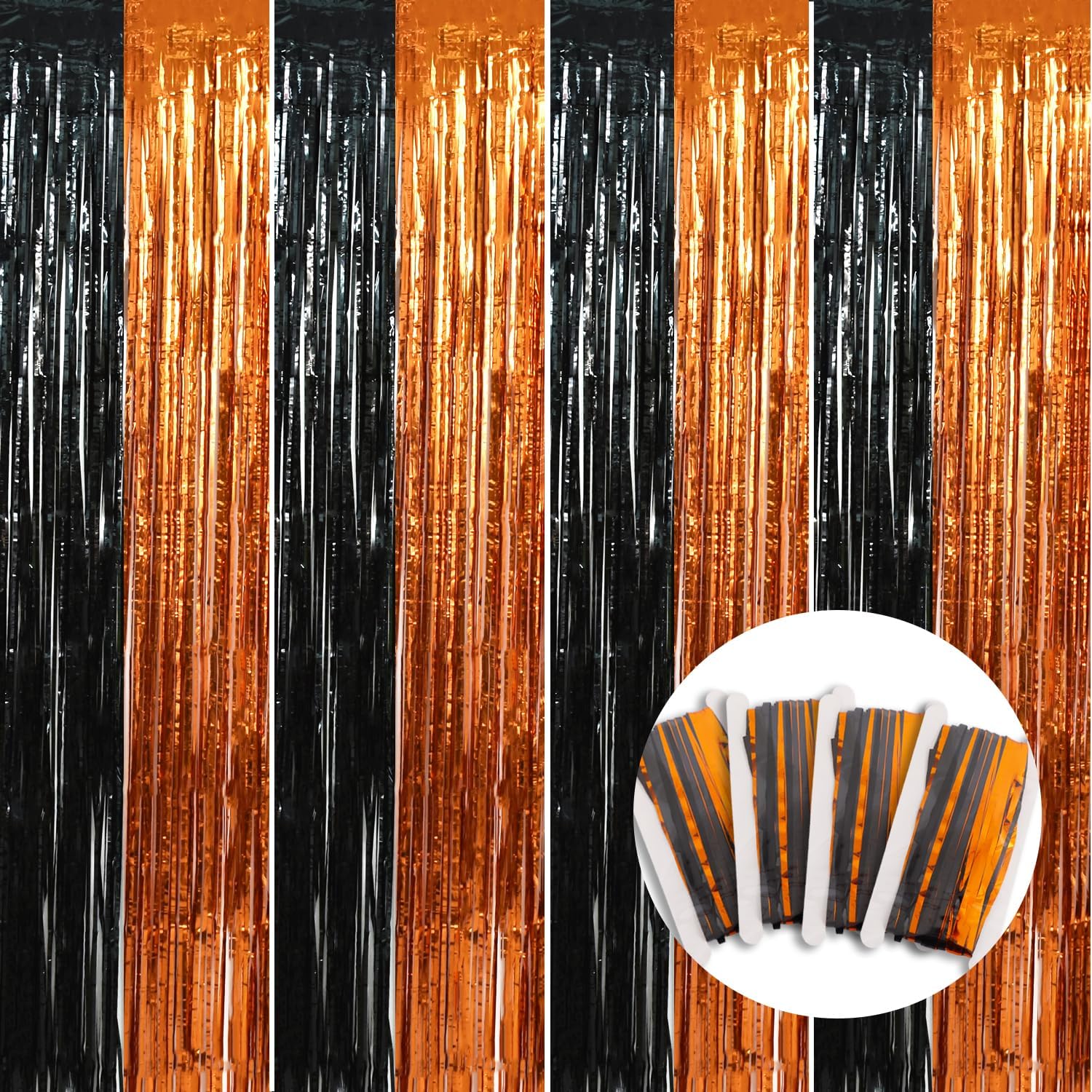 BEISHIDA 4 Pcs Orange and Black Party Streamers