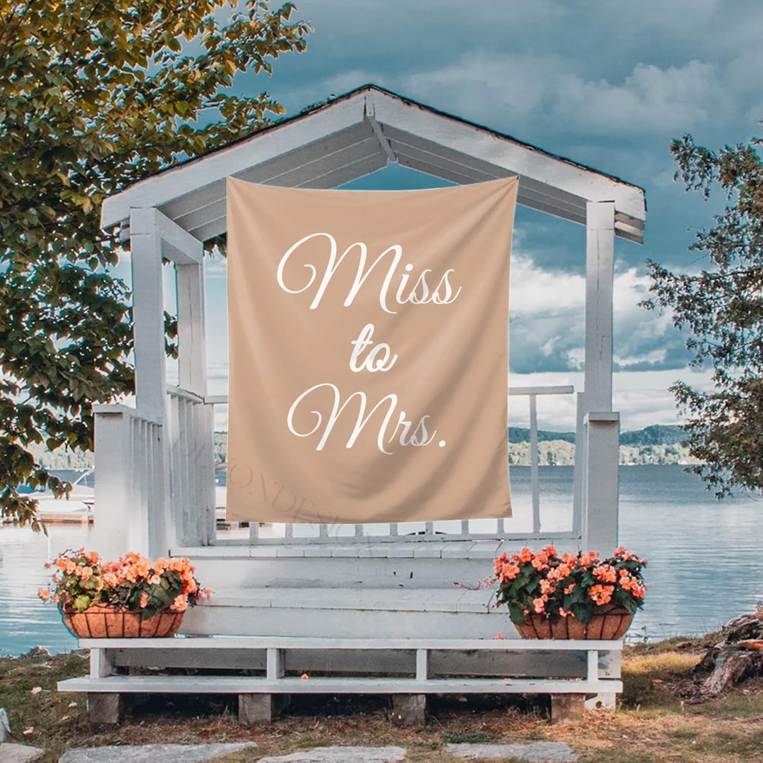 Miss to Mrs Backdrop - Taupe 60x80 Inch Bridal Shower Banner