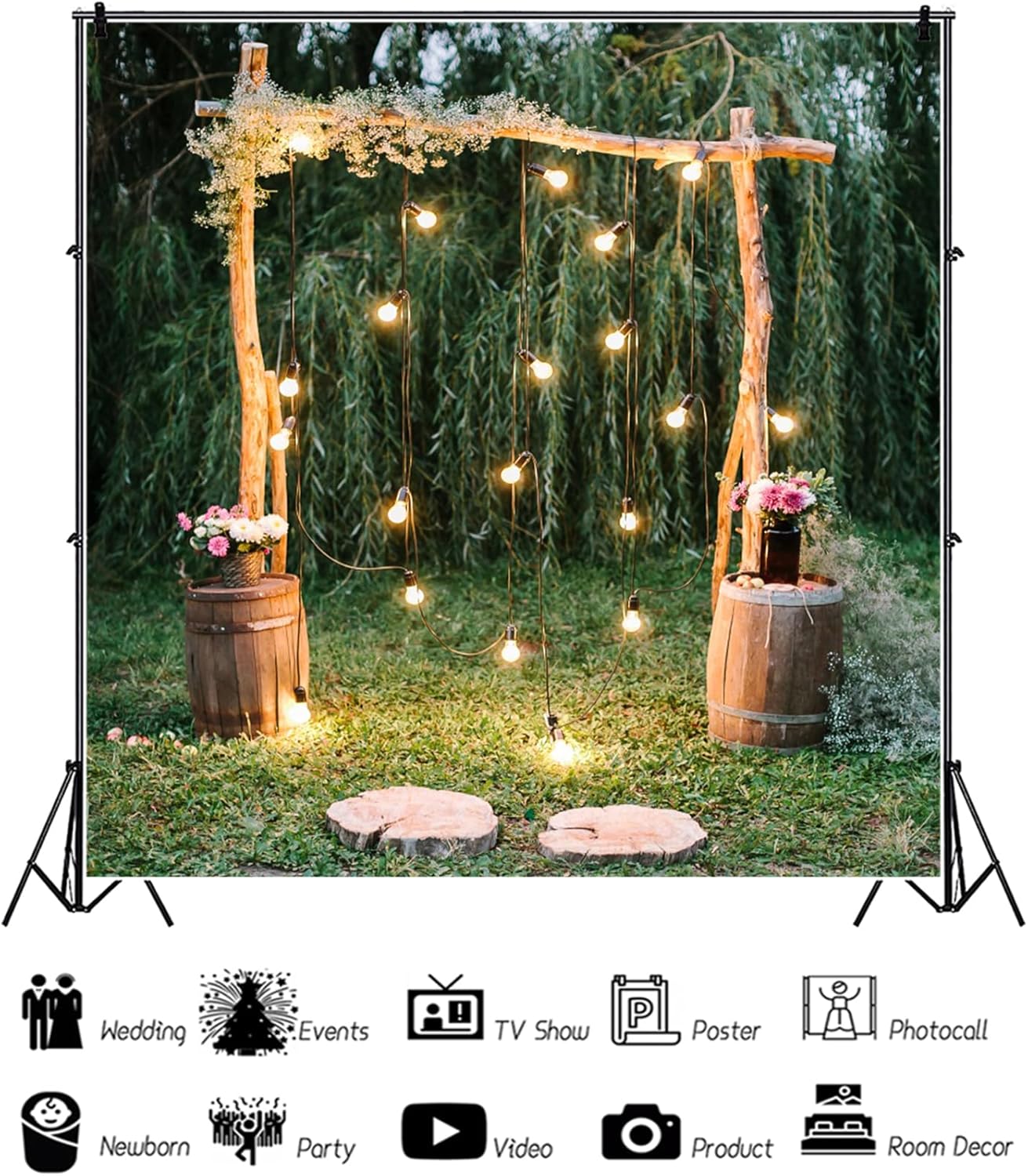 Baocicco 10x10ft Rustic Wedding Backdrop