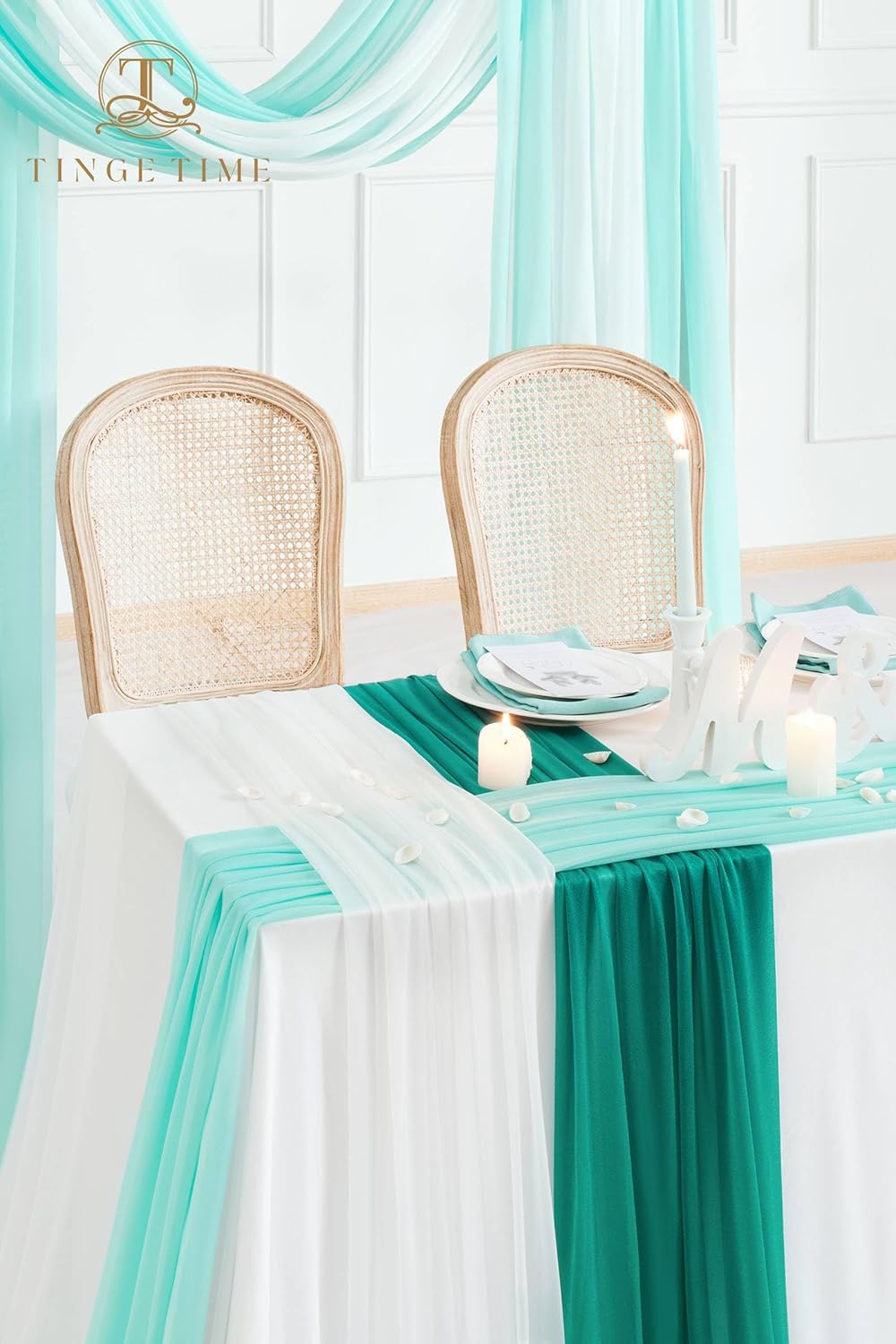 TINGE TIME 3 Panels Wedding Arch Chiffon Draping Fabric