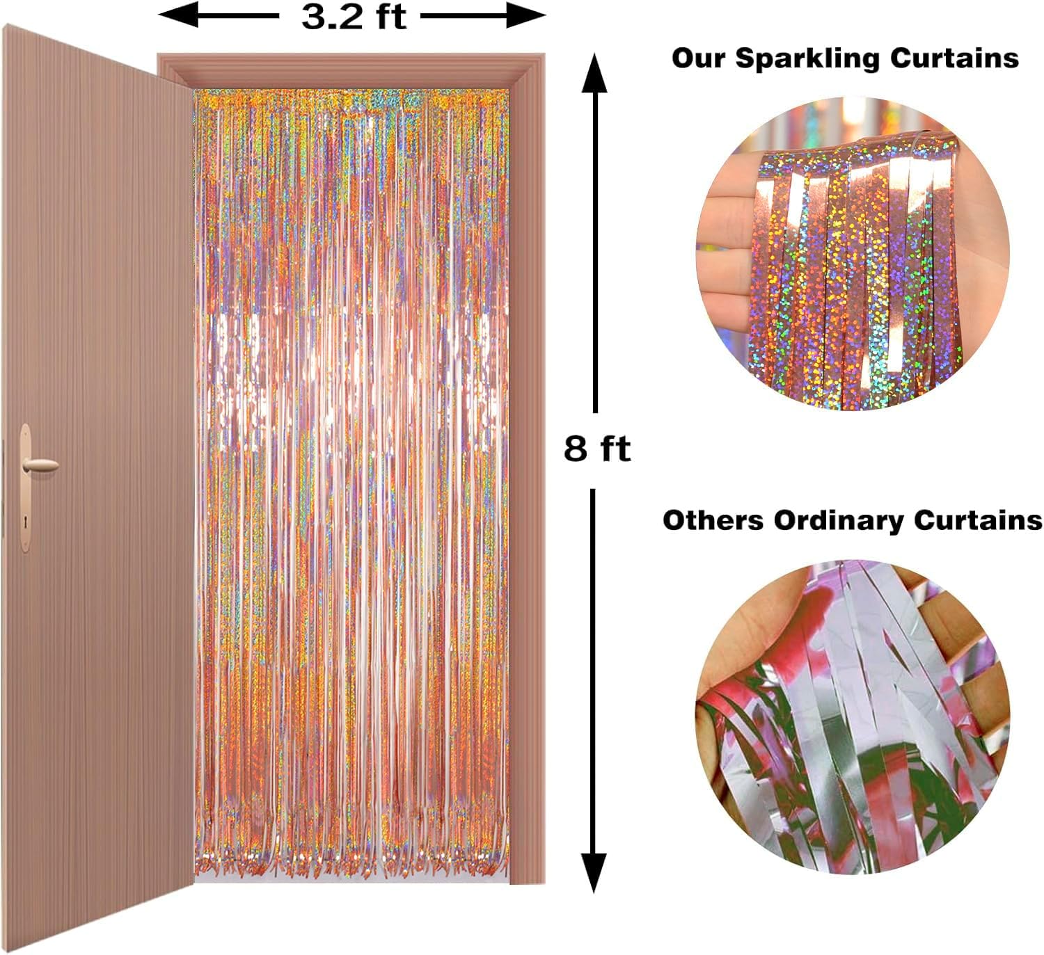 Foil Fringe Curtains 3 Pack for Birthday Party Decorations
