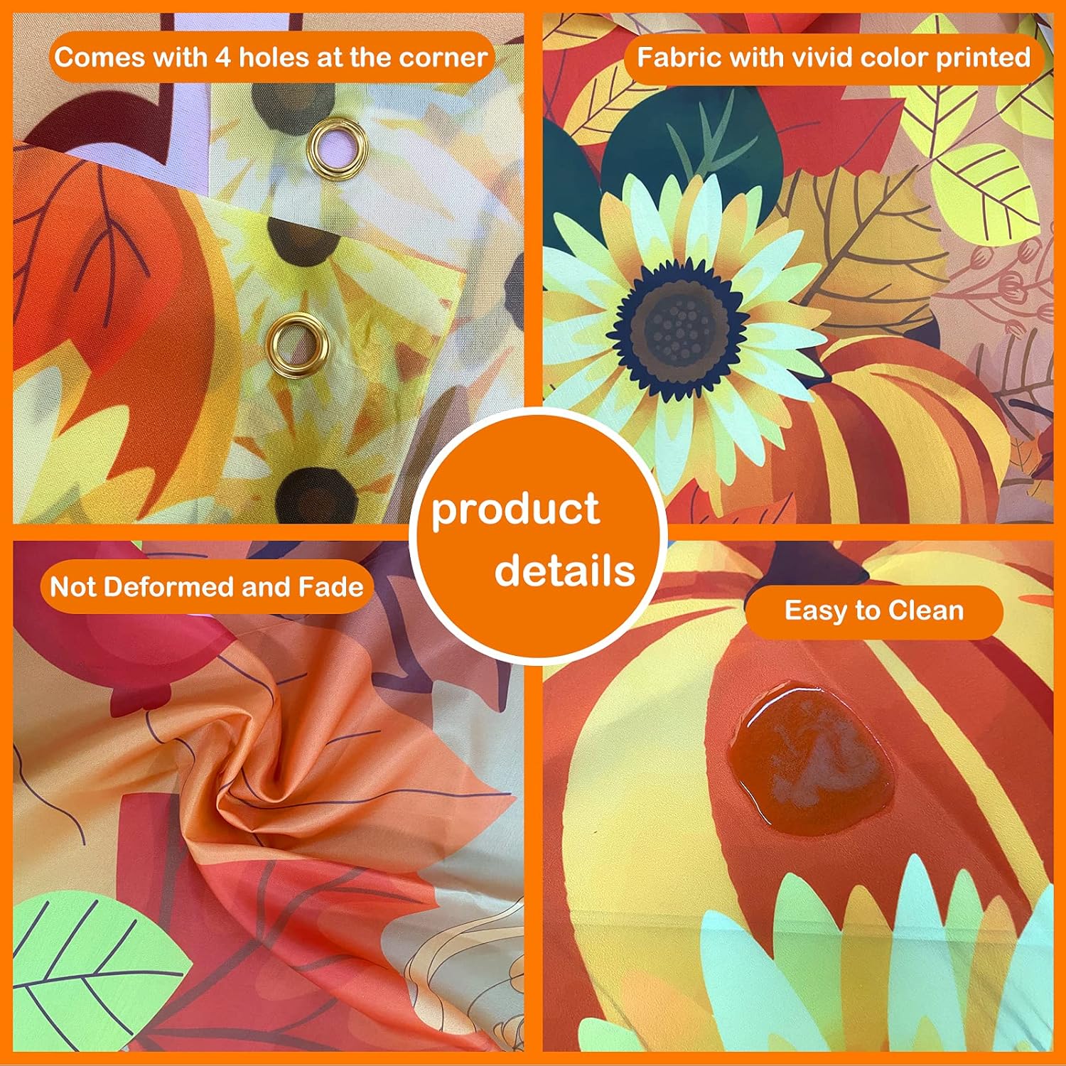 7x5ft Fall Fabric Backdrop with Autumn Print