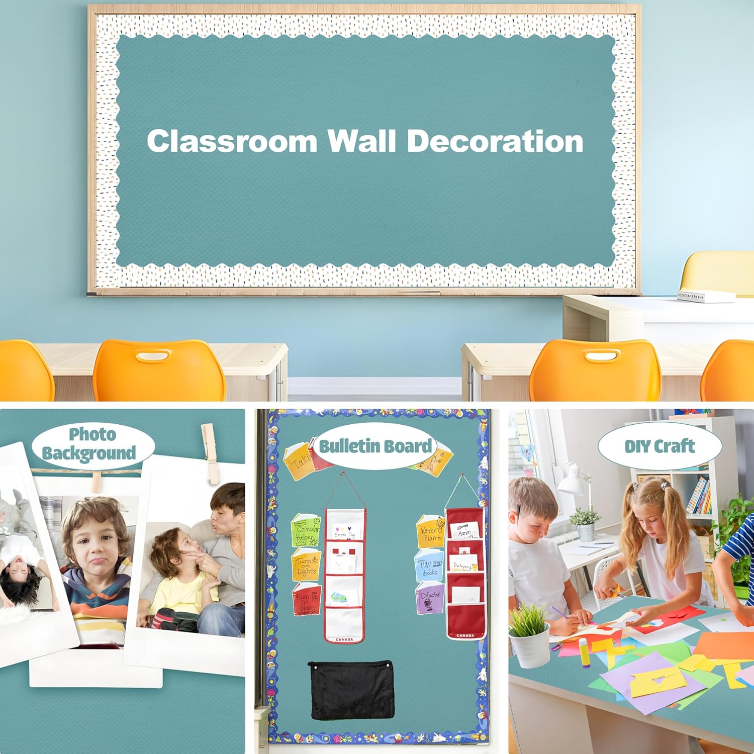 Calming Blue Bulletin Board Roll Classroom Non-Woven Fabric Background