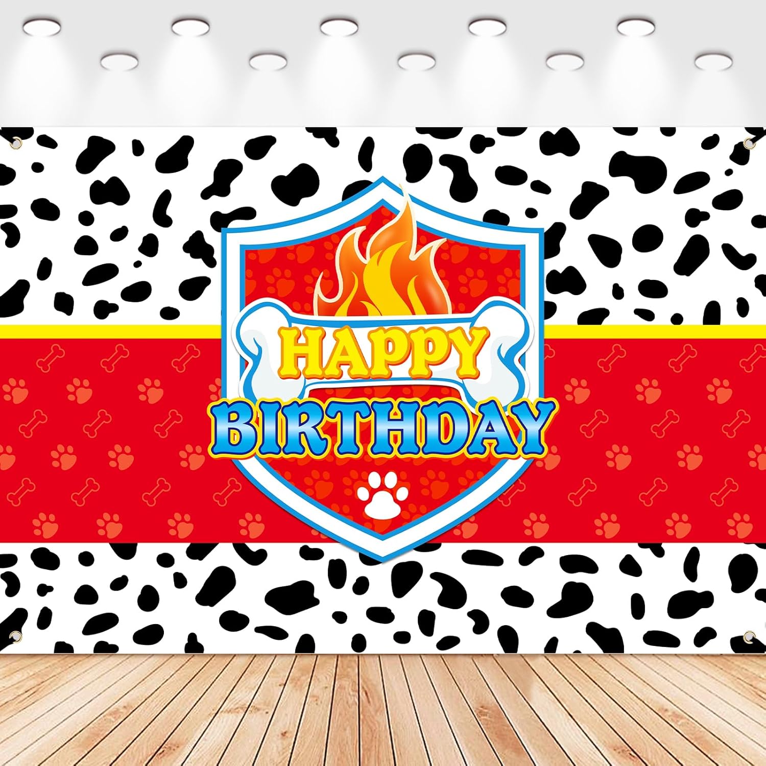 5x3ft Red Dog Paw Birthday Party Decor Backdrop
