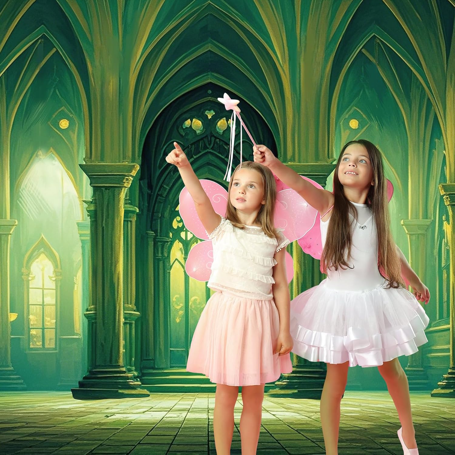 Tranqun Green Castle Backdrop for Party Decorations