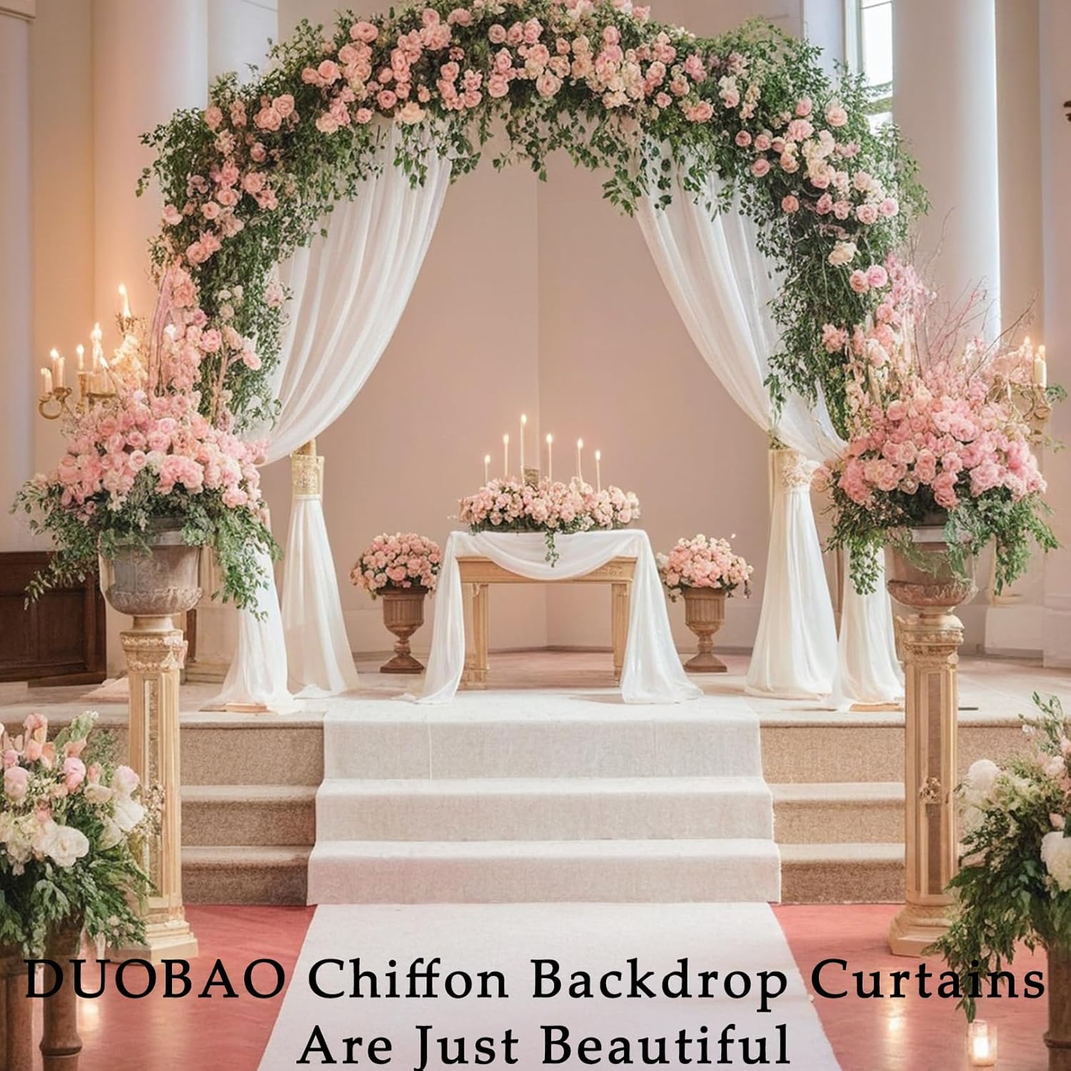 DUOBAO White Chiffon Backdrop Curtain 2 Panels 29x120 Inches