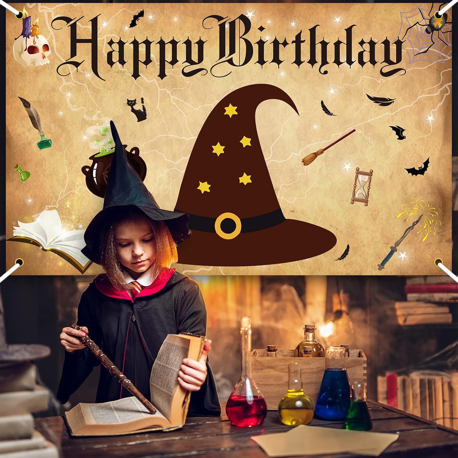Wizard Birthday Backdrop Banners 6x36ft Party Decor Background