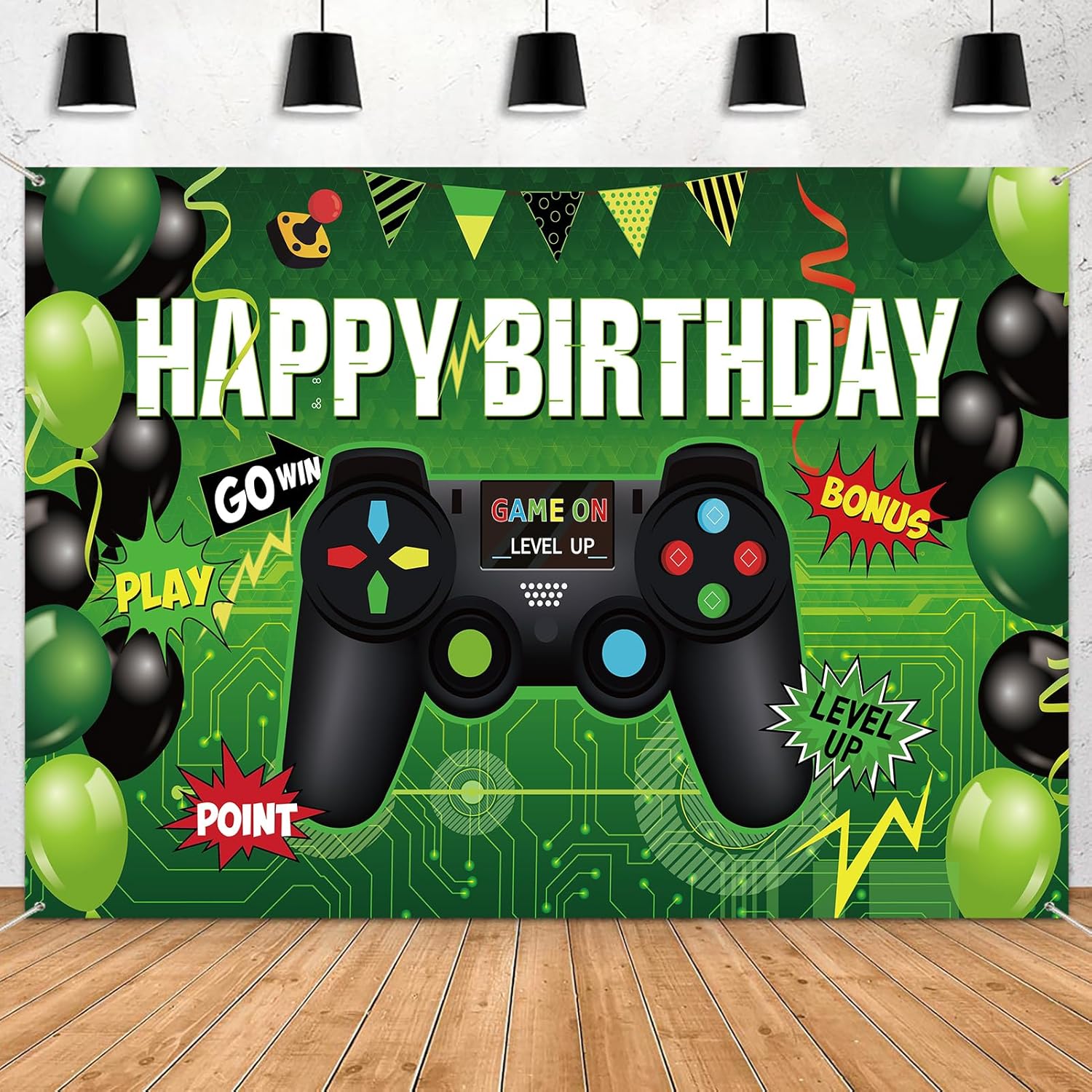 Level Up Gamer Birthday Party Backdrop 7x5ft