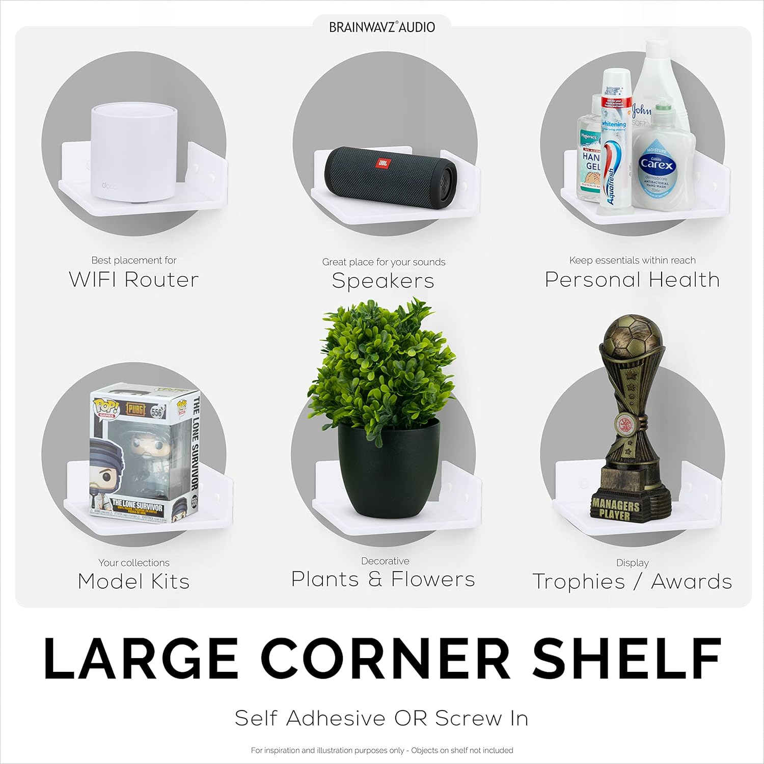 BRAINWAVZ 65 In Corner Shelf Mount Holder