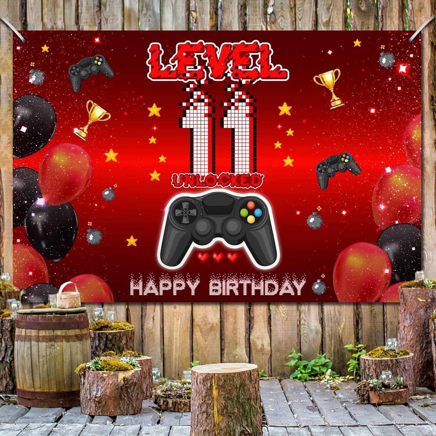 Level 11 Unlocked Birthday Backdrop Banner