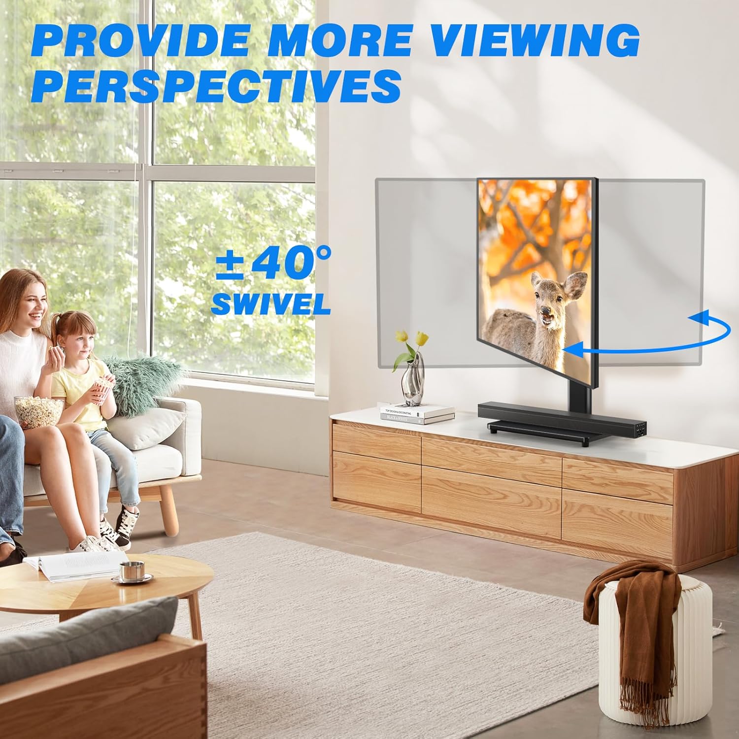 Rfiver Universal Swivel TV Stand for 23-43 Inch Flat Screens