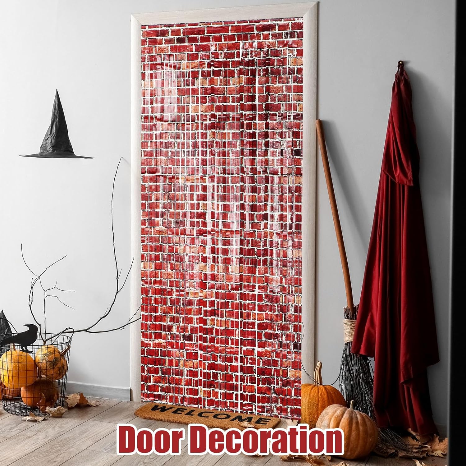 3 Pack Brick Wall Tinsel Foil Fringe Curtains for Party Backdrops