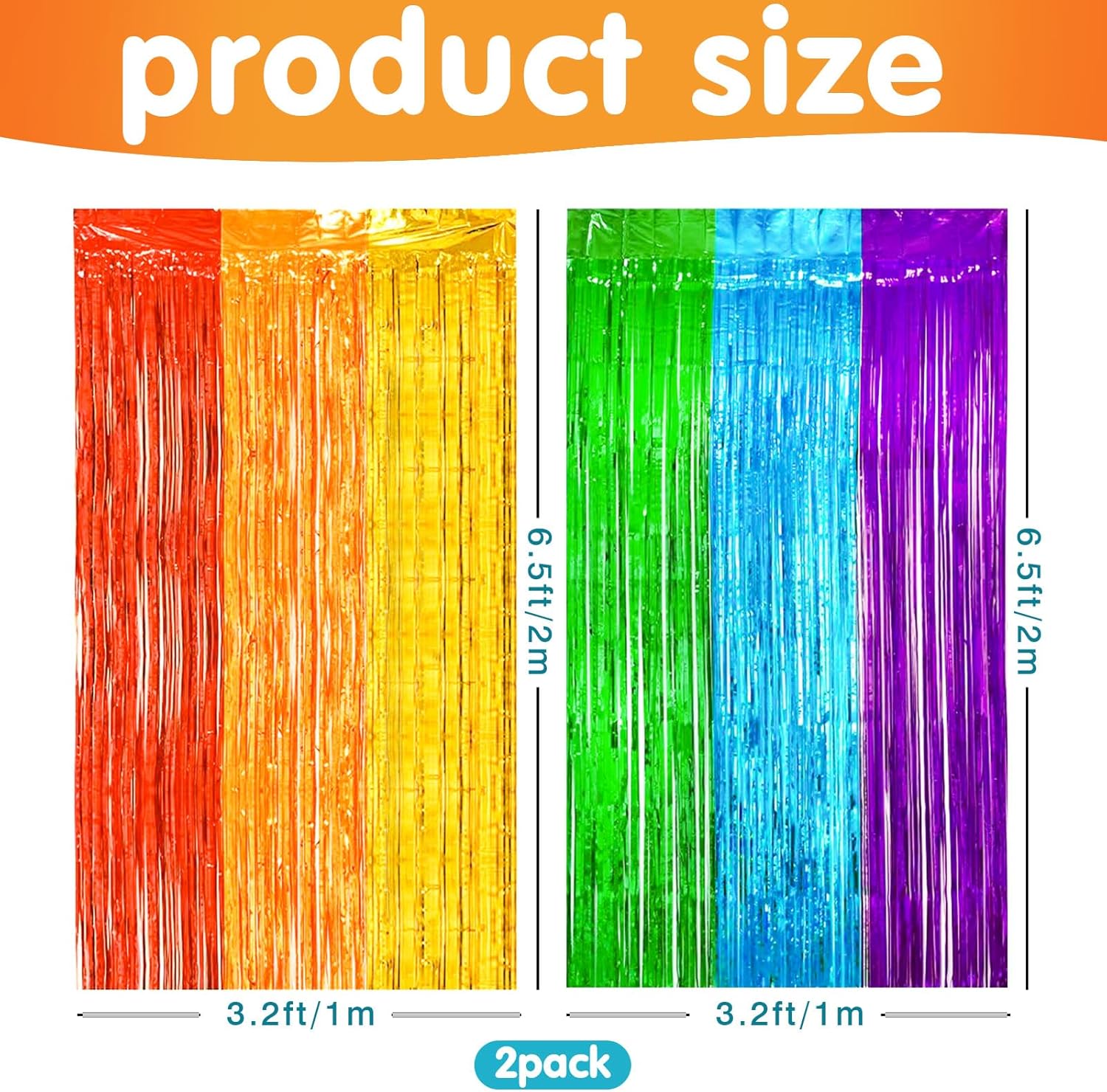 MYUPDALIN Rainbow Foil Curtains 2 Pack