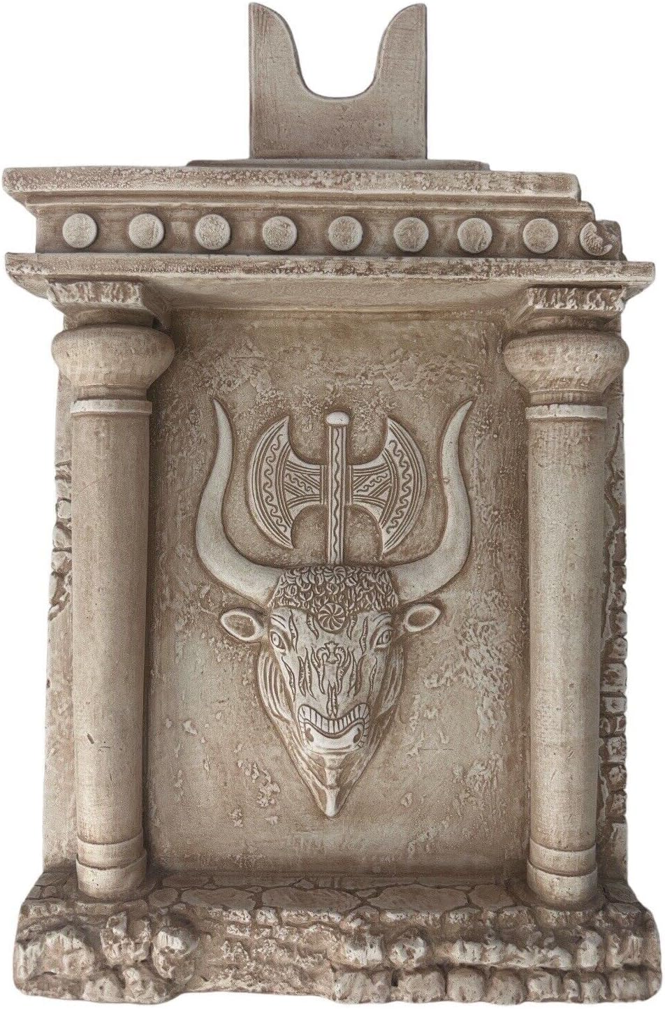Bull Head Double Axe Minoan Symbol Wall Tablet Relief