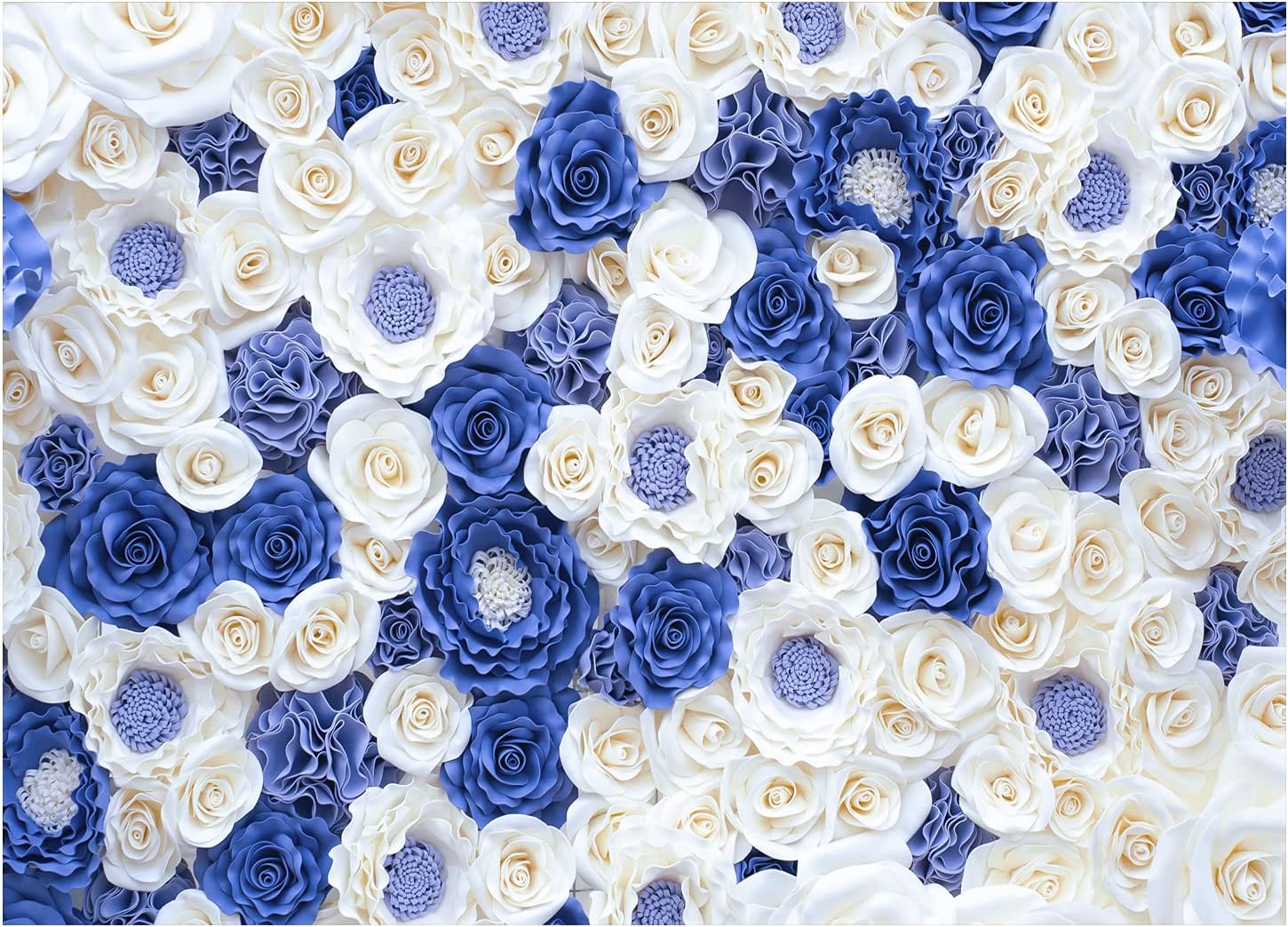 8x6 Ft Blue White Flowers Photography Backdrop for Weddings and Parties