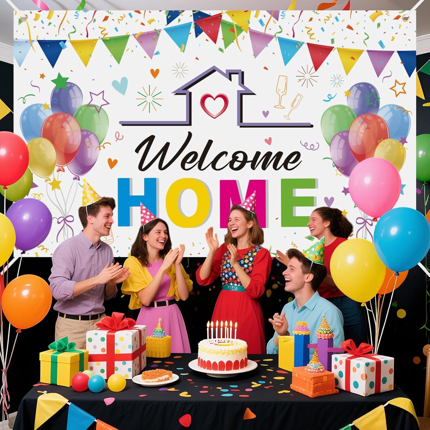 Welcome Home Backdrop Banner for Party Decorations