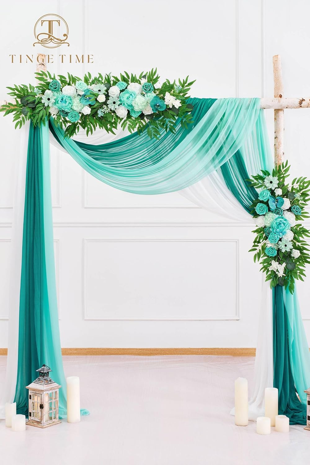 TINGE TIME 3 Panels Wedding Arch Chiffon Draping Fabric