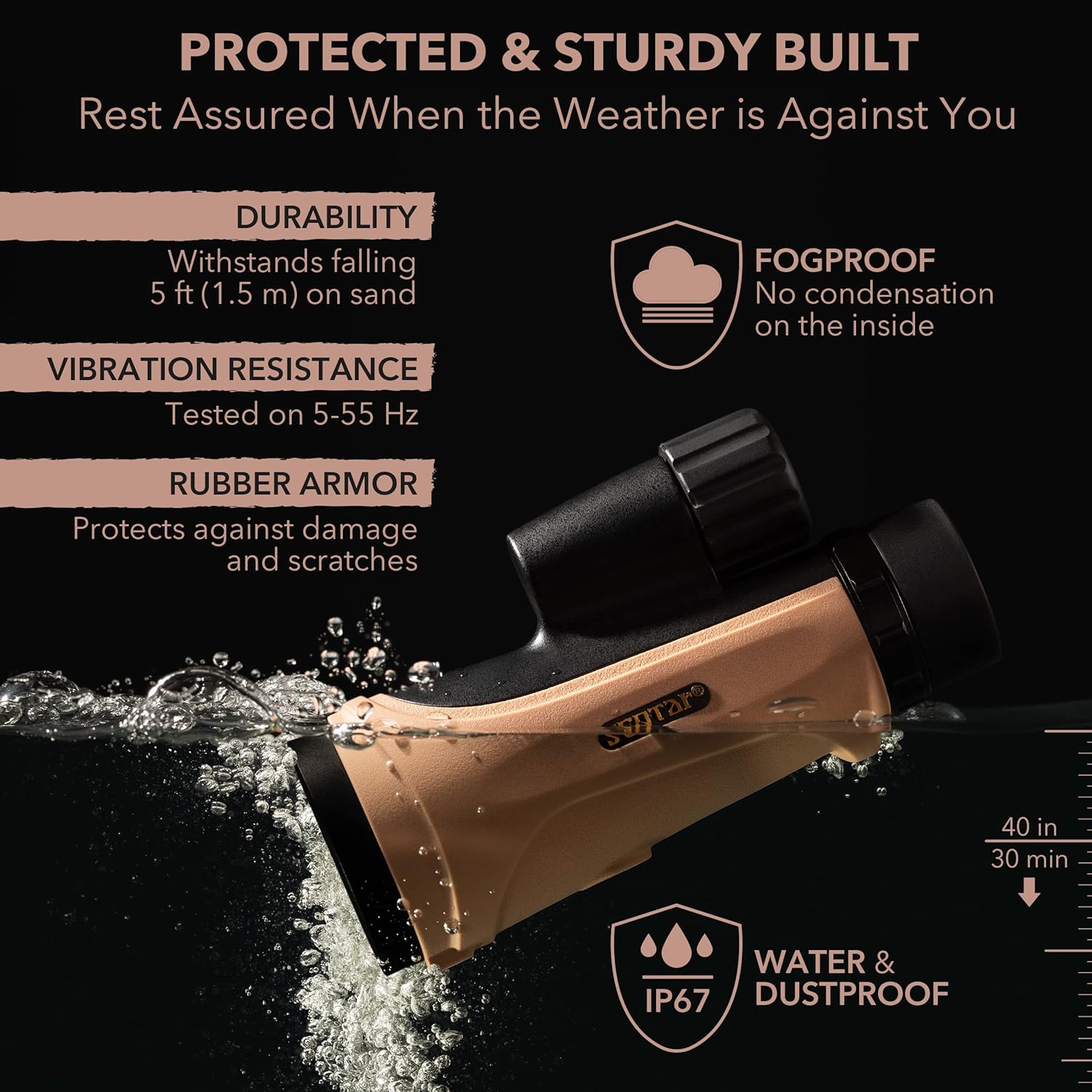 Scotar 12x50 Monocular Telescope with Waterproof and Fogproof Features