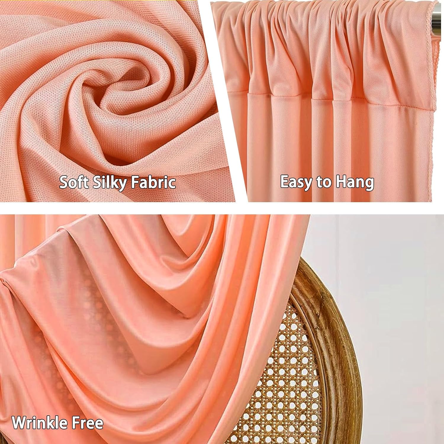 10 x 10 Feet Rose Gold Backdrop Curtains for Parties