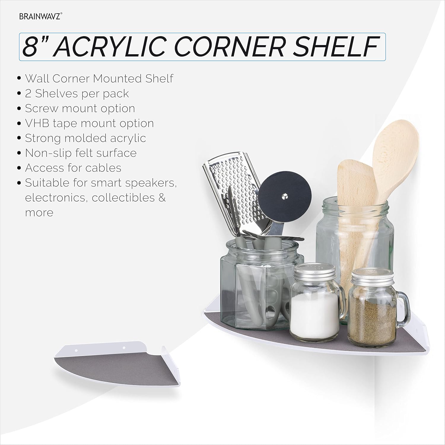 2-Pack 85 Universal Corner Shelf Wall Mount Holder