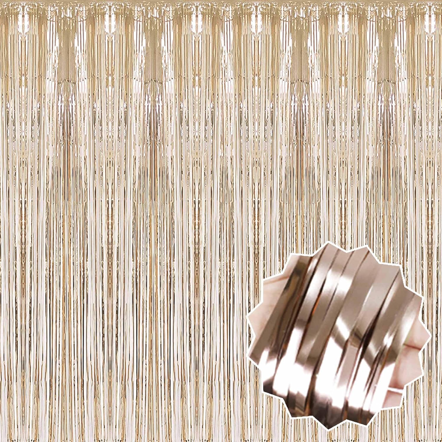 3 Pack Champagne Gold Foil Streamers Curtain