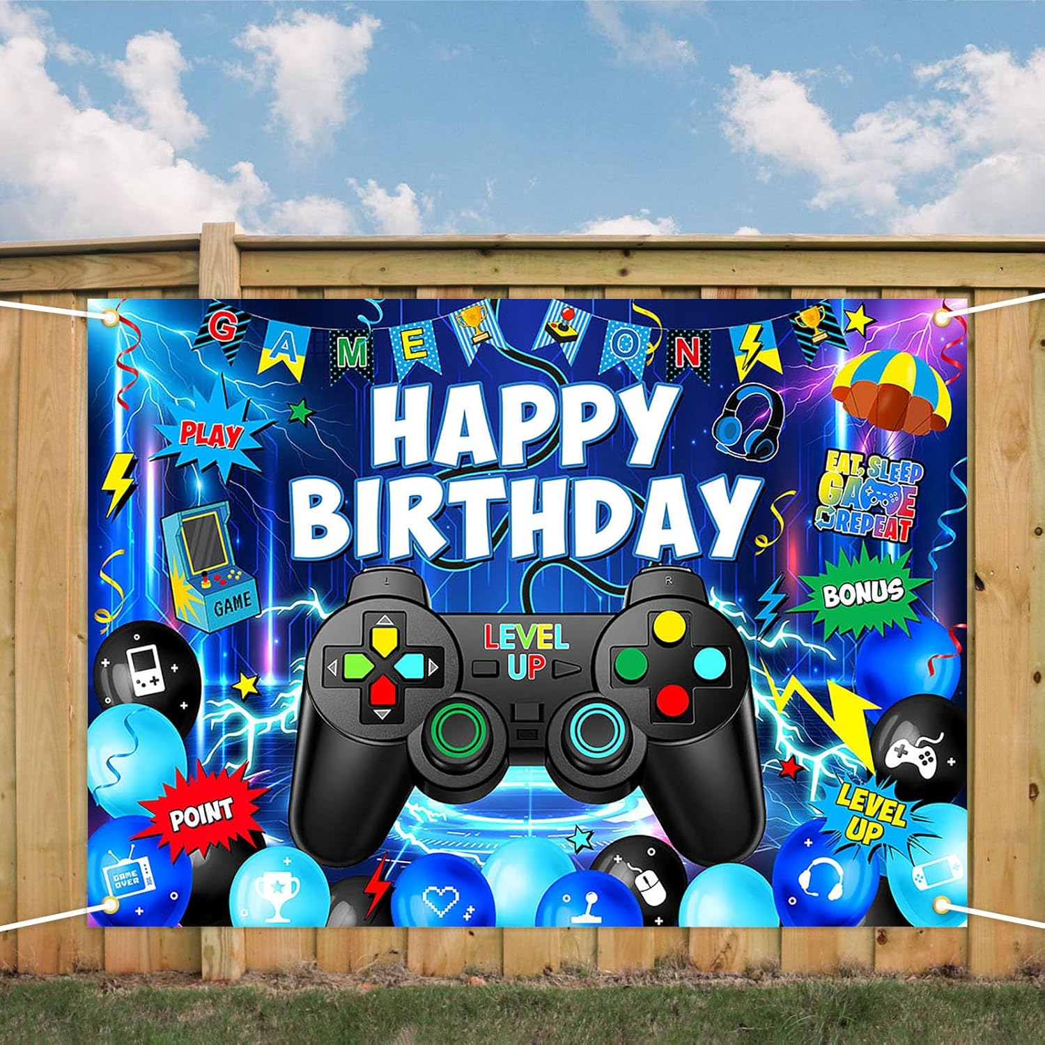 Avezano Gaming Birthday Party Backdrop 7x5ft