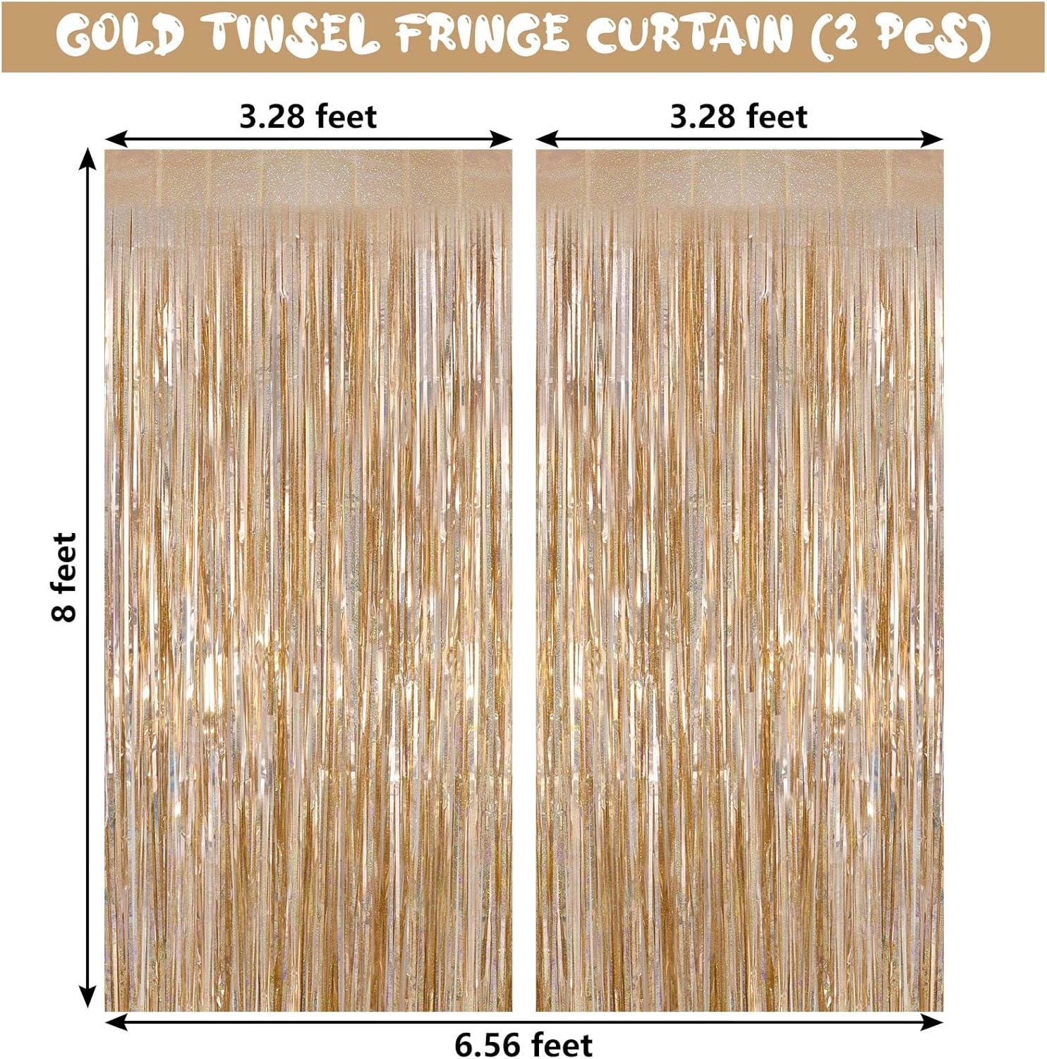 Champagne Tinsel Foil Fringe Curtains 2 Pack