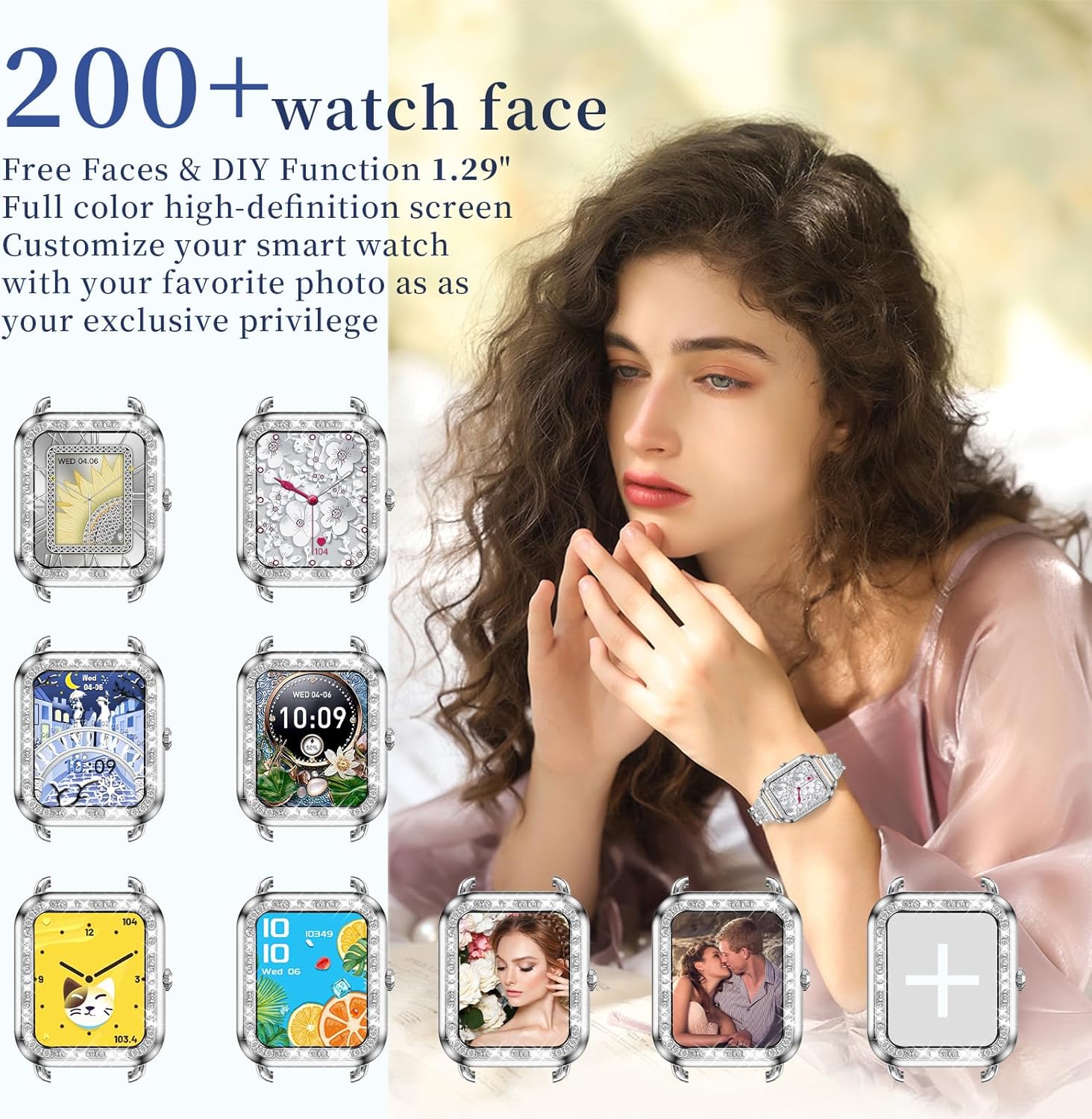Diamond Smart Watch for Women with HD Touch Screen