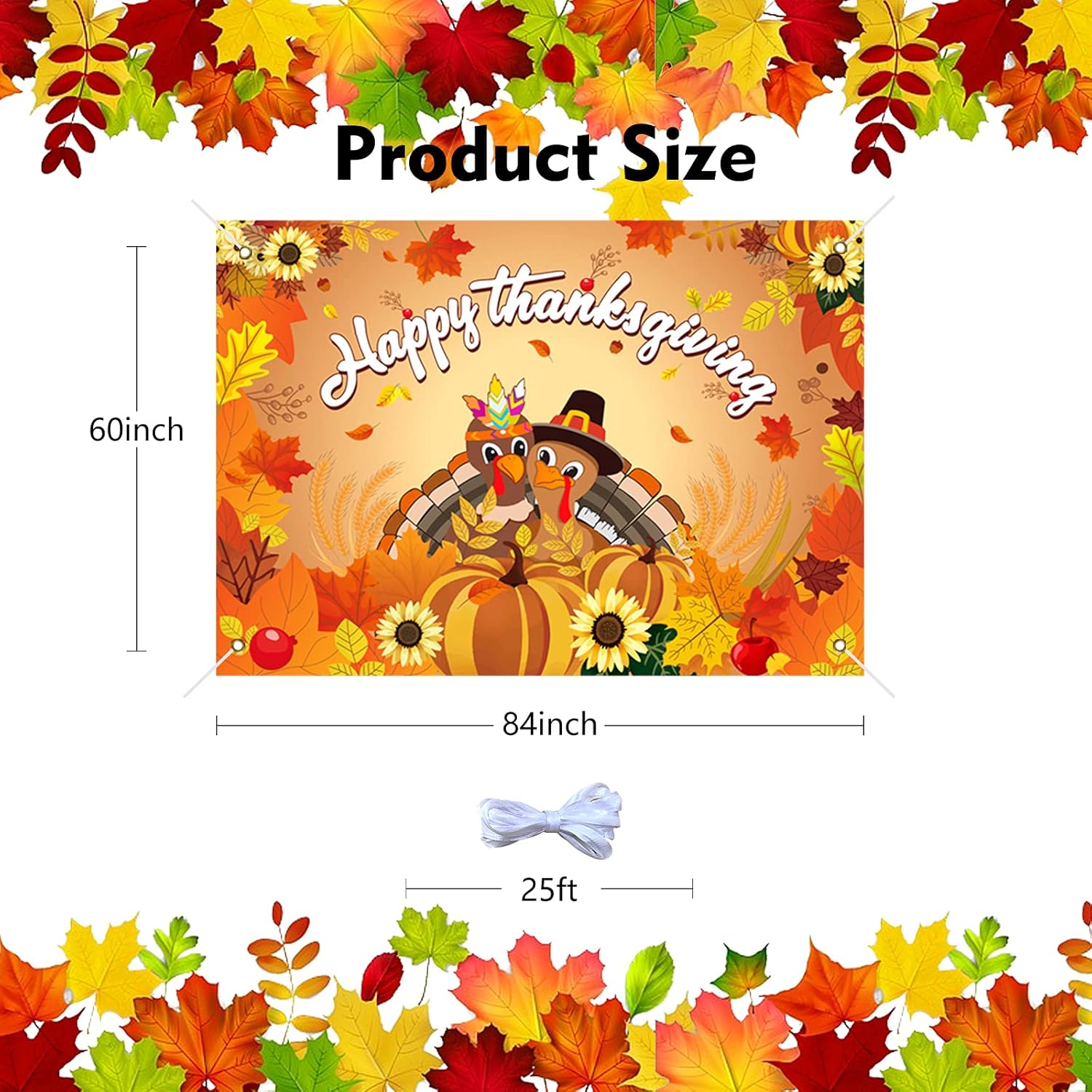 7x5ft Fall Fabric Backdrop with Autumn Print