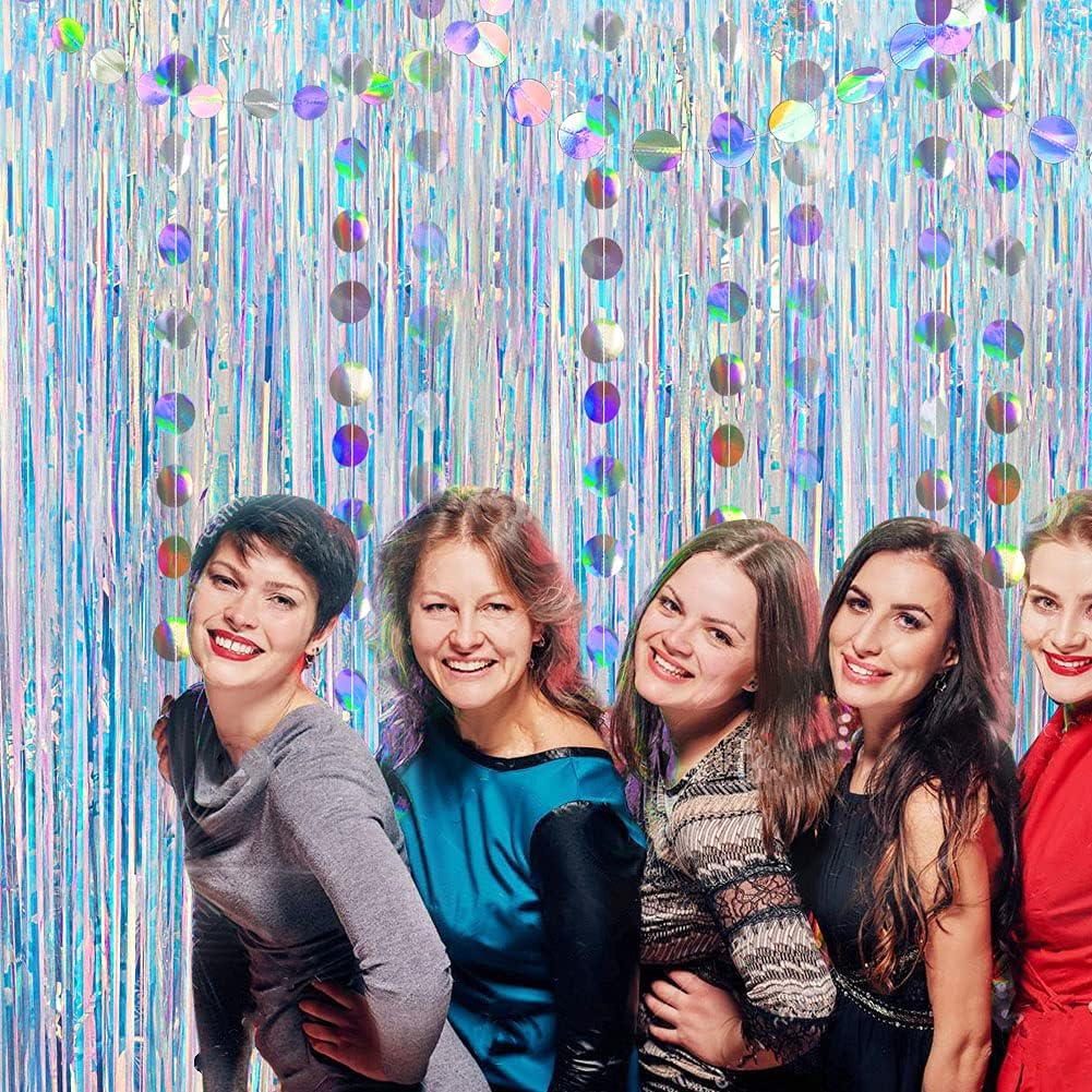 Cheerland Iridescent Tinsel Backdrop Curtain Set