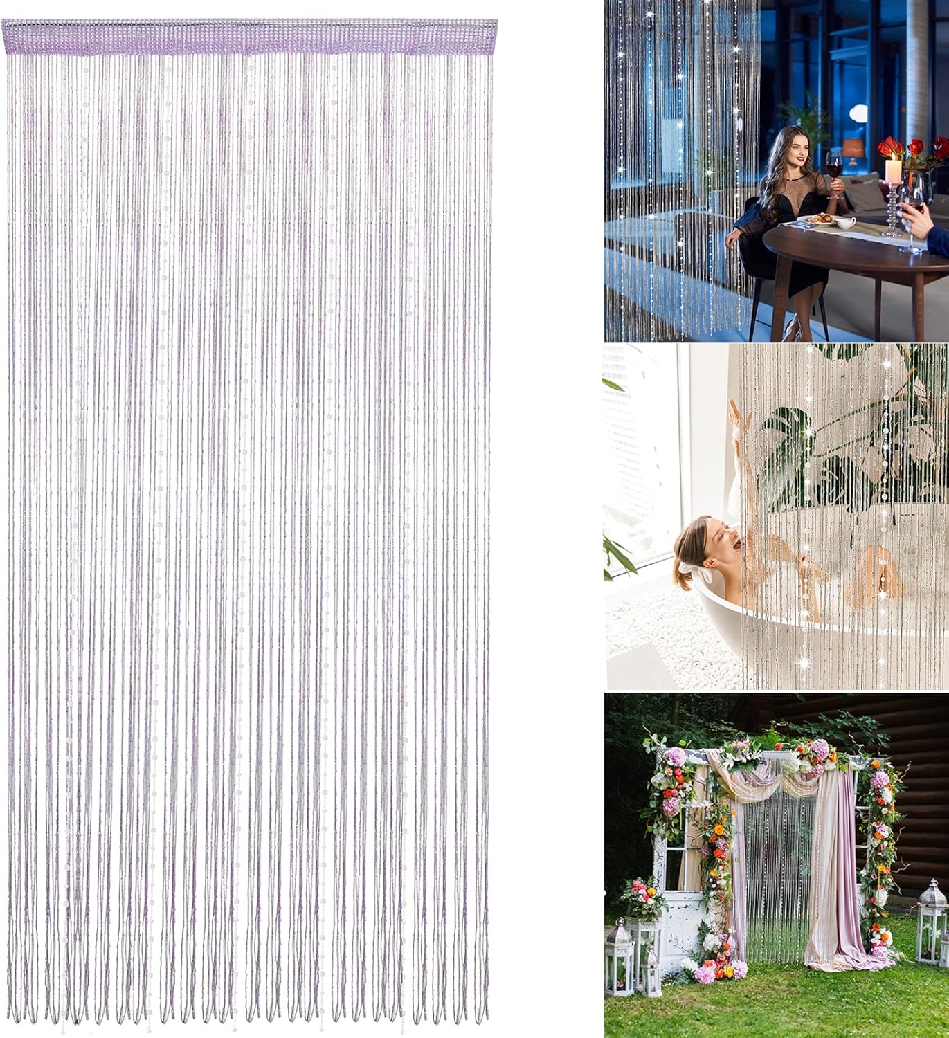 Purple Beaded Curtain 36 x 77 Inch Door Decor