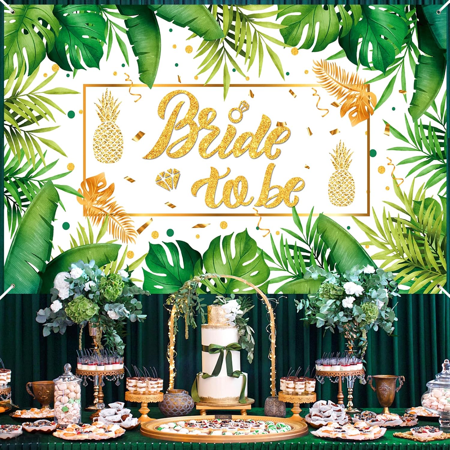 Palm Bride to Be Decorations Tropical Wedding Banner 71x44 Inch