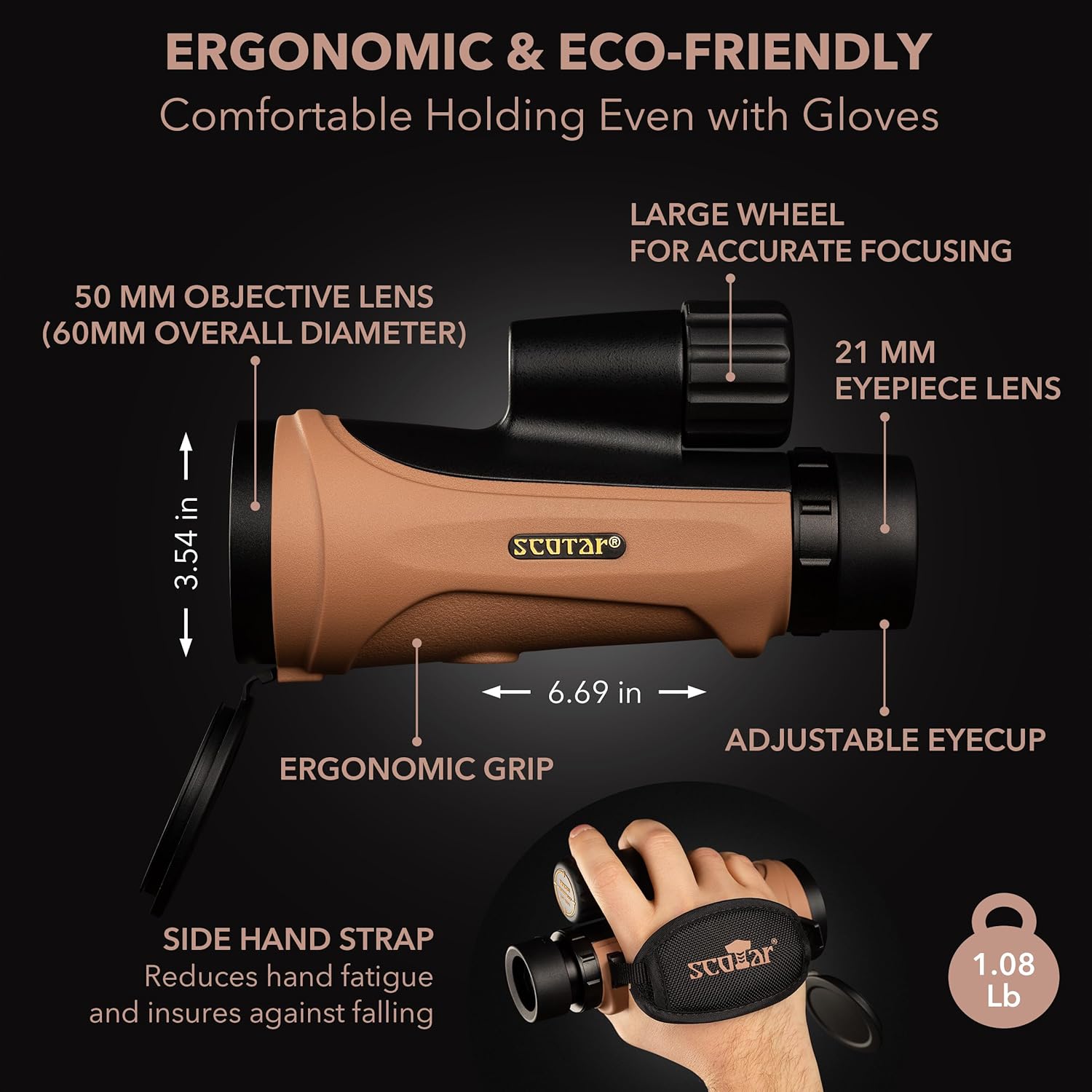 Scotar 12x50 Monocular Telescope with Waterproof and Fogproof Features