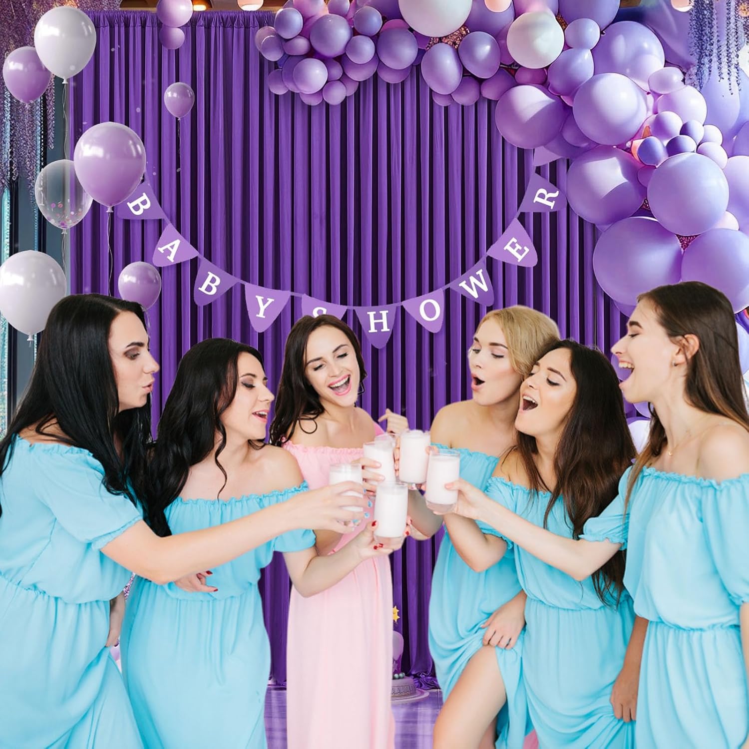 ZEBMOON 10x10 Feet Purple Backdrop Curtains 2 Panels