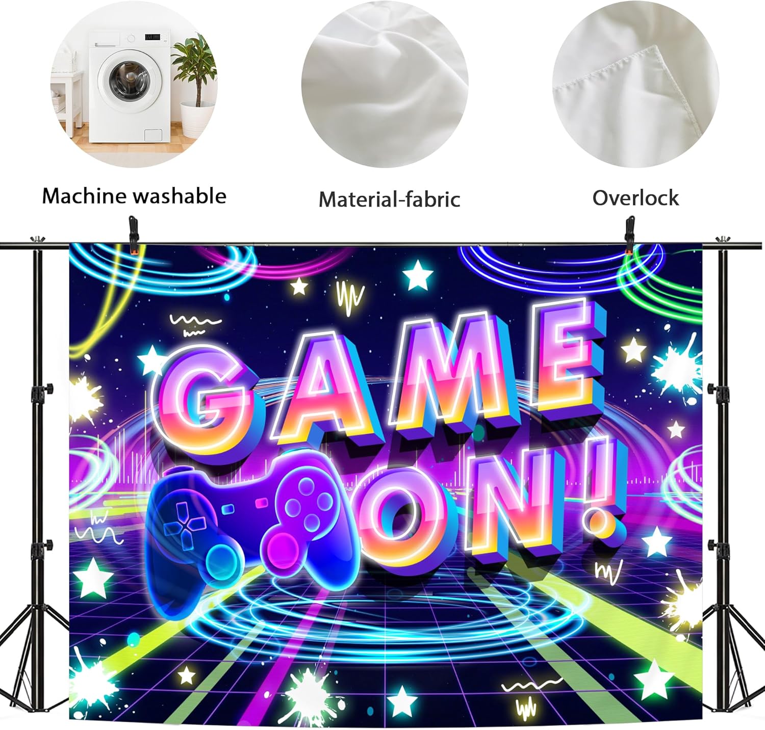 Neon Party Supplies Game On Backdrop for Kids