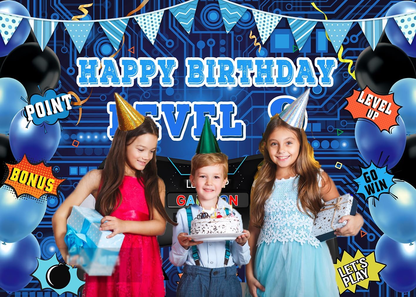 Game On Level 9 Birthday Party Backdrop Decor