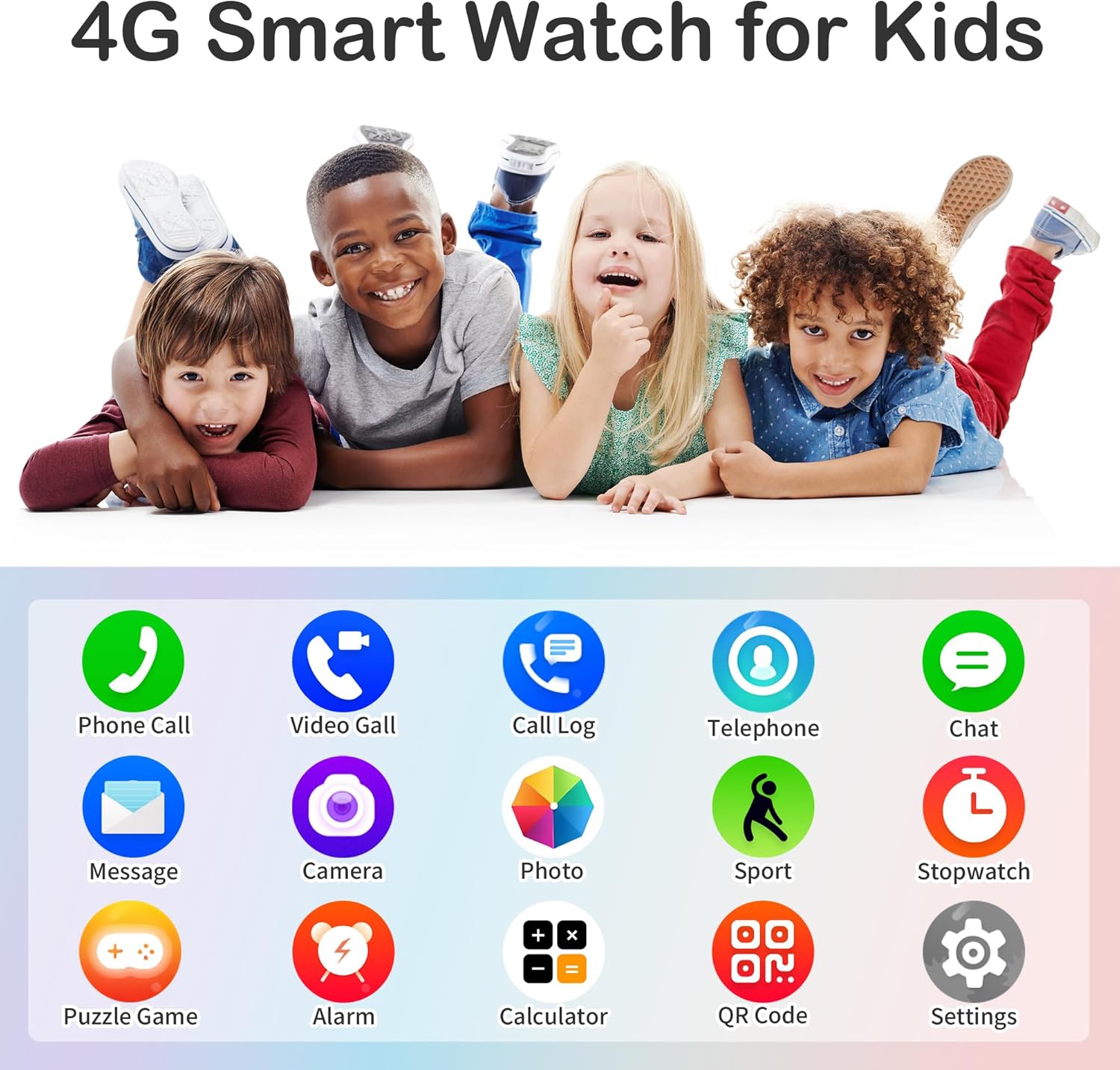 Tixpc 4G Kids Smart Watch with GPS and SOS Features Black