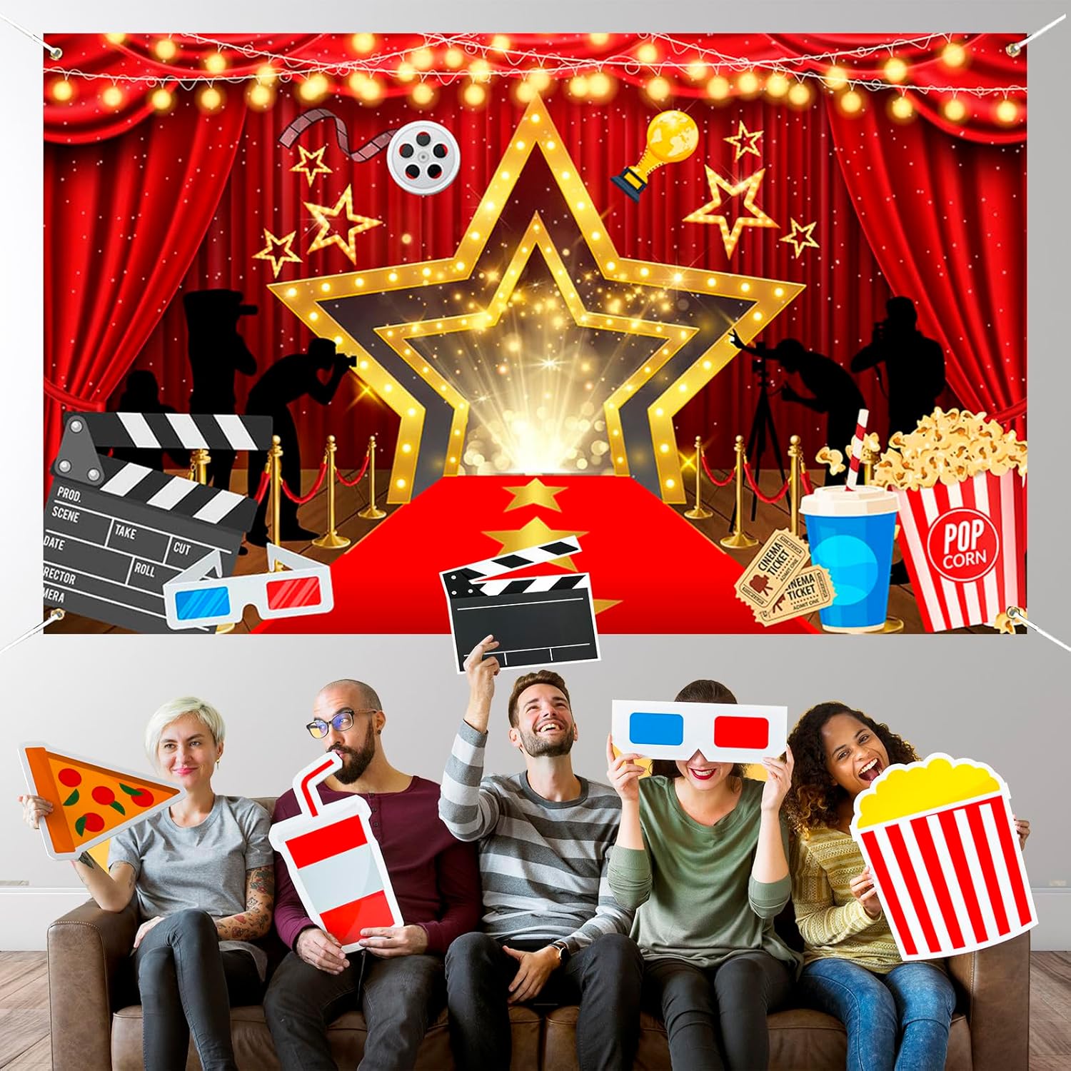 Movie Night Party Decor Red Carpet Event Banner