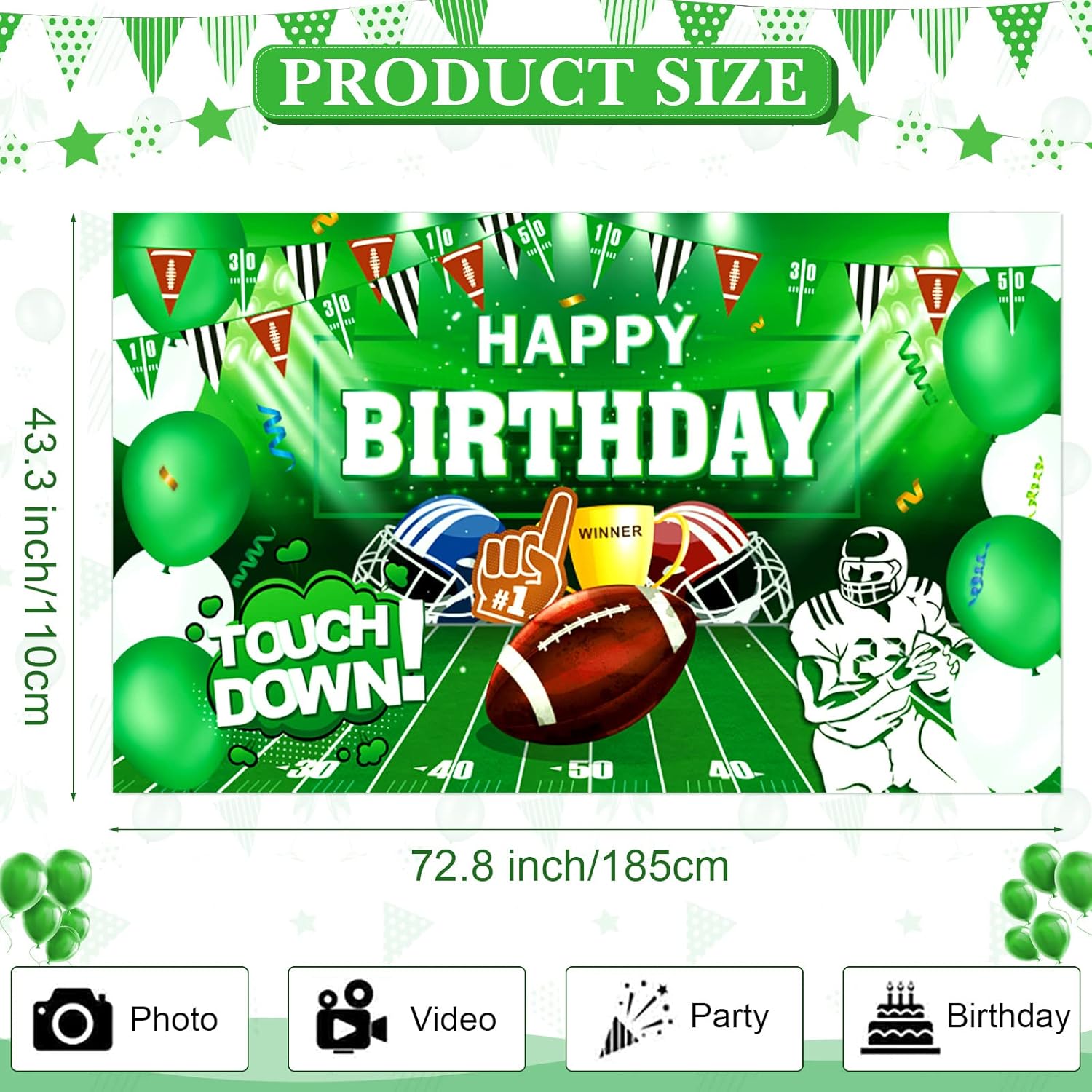 Football Birthday Party Background Decor Banner